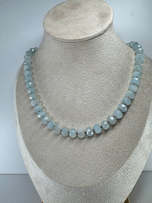 Faceted Aquamarine w/ Seed Beads Necklace