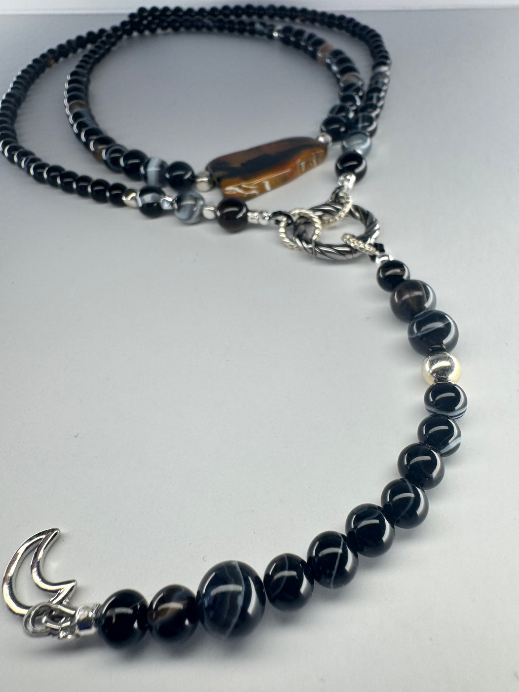Black Botswana Agate Signature Wrap Necklace with Agate focal