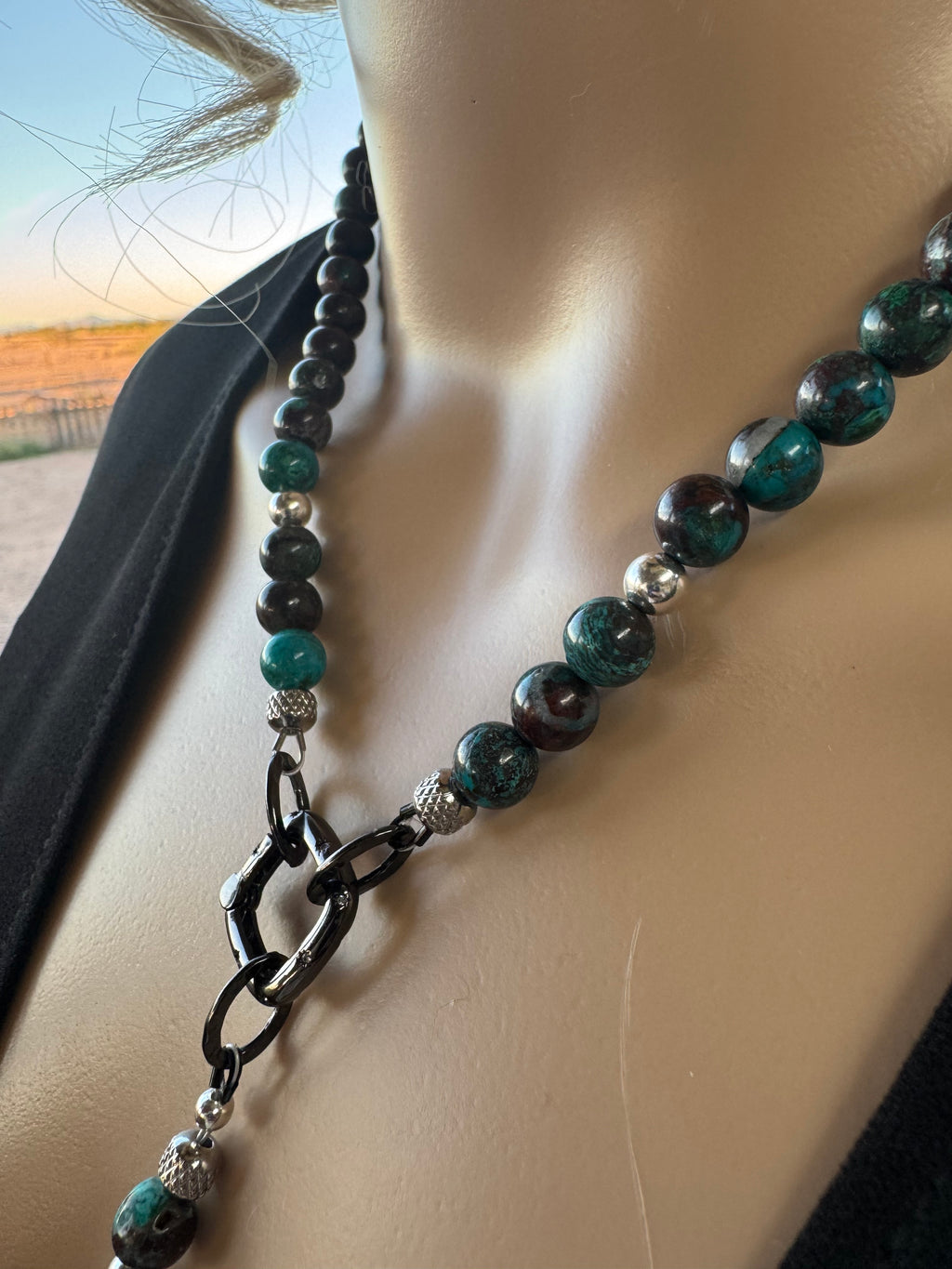 Natural Chrysocolla, Cuprite & Malachite Necklace
