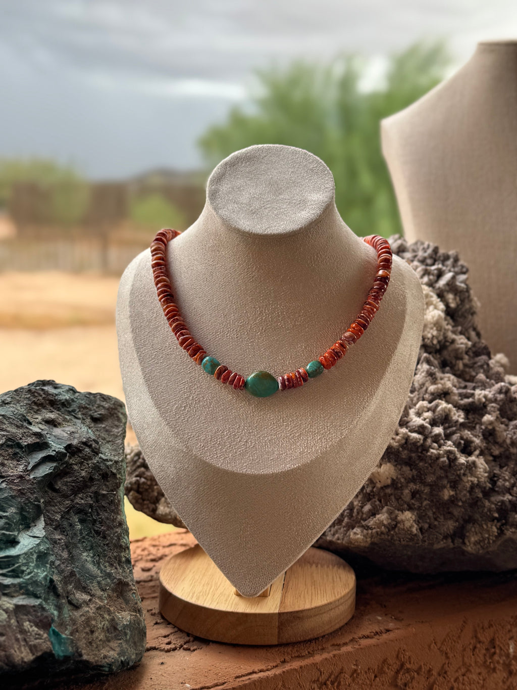 Spiny Oyster & Kingman Turquoise Necklace