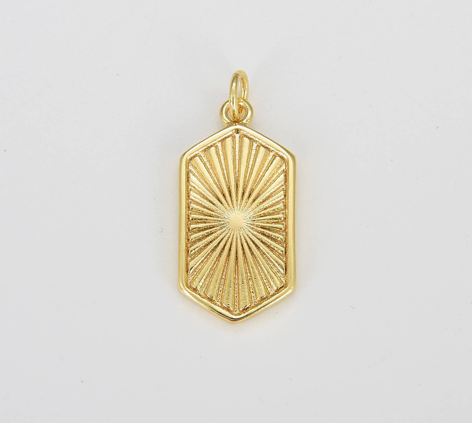 Hexagon Sunburst Geometric Gold Filled Charm Pendant