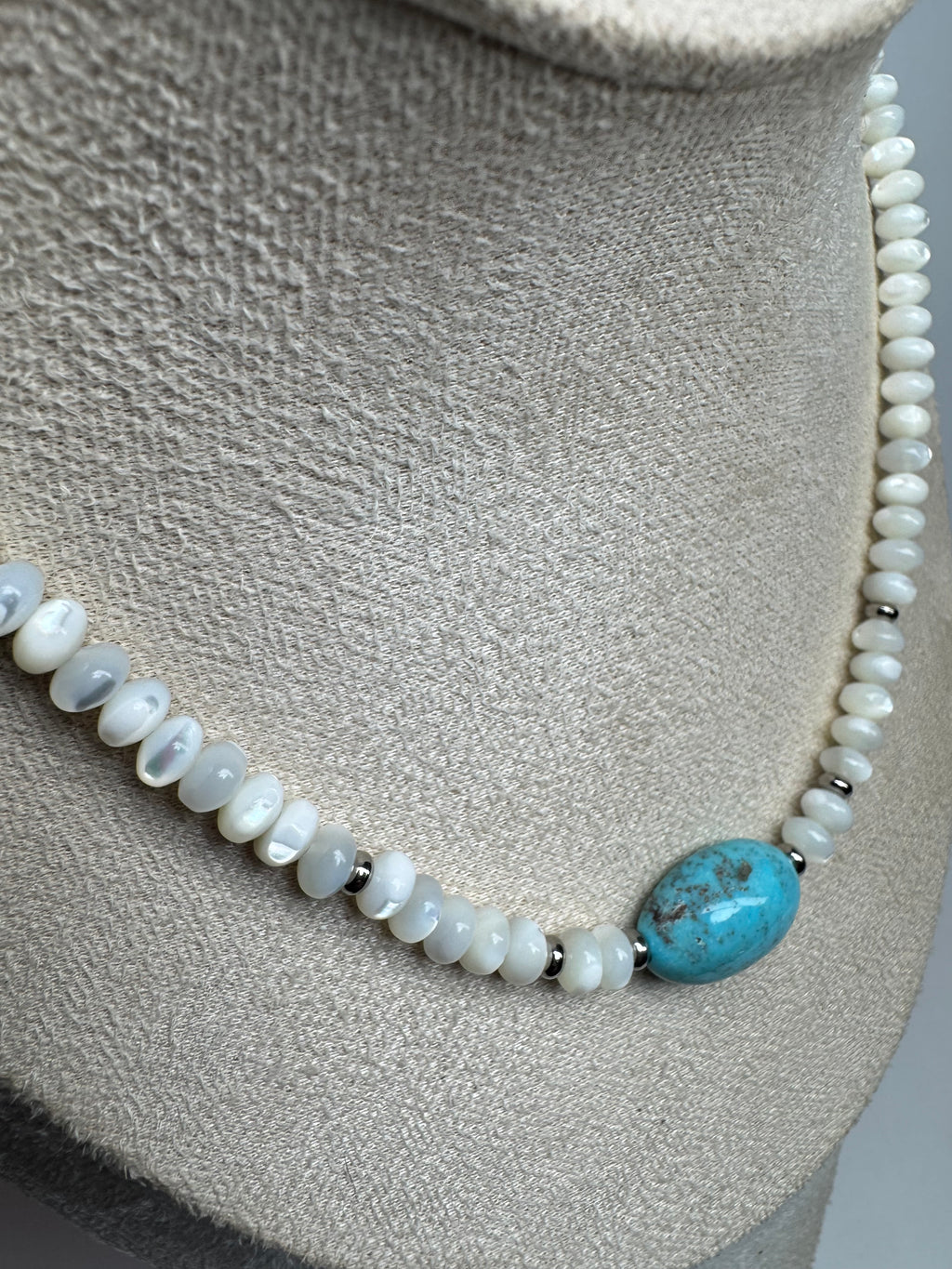 Kingman Turquoise & Baja Mother of Pearl Necklace