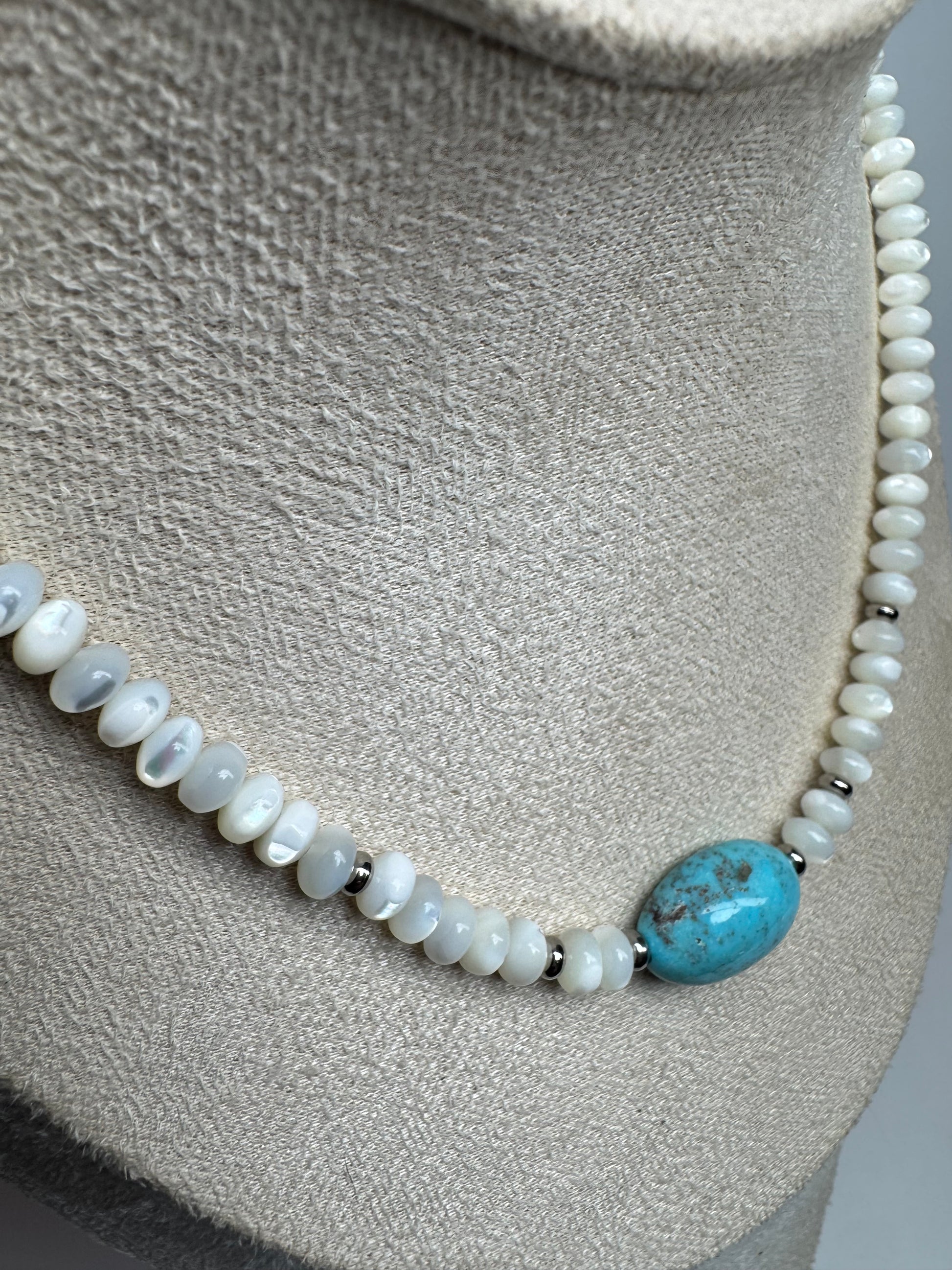 Kingman Turquoise & Baja Mother of Pearl Necklace