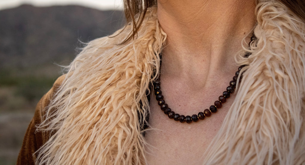 Faceted Garnet Necklace with Vermeil Gold Clasp