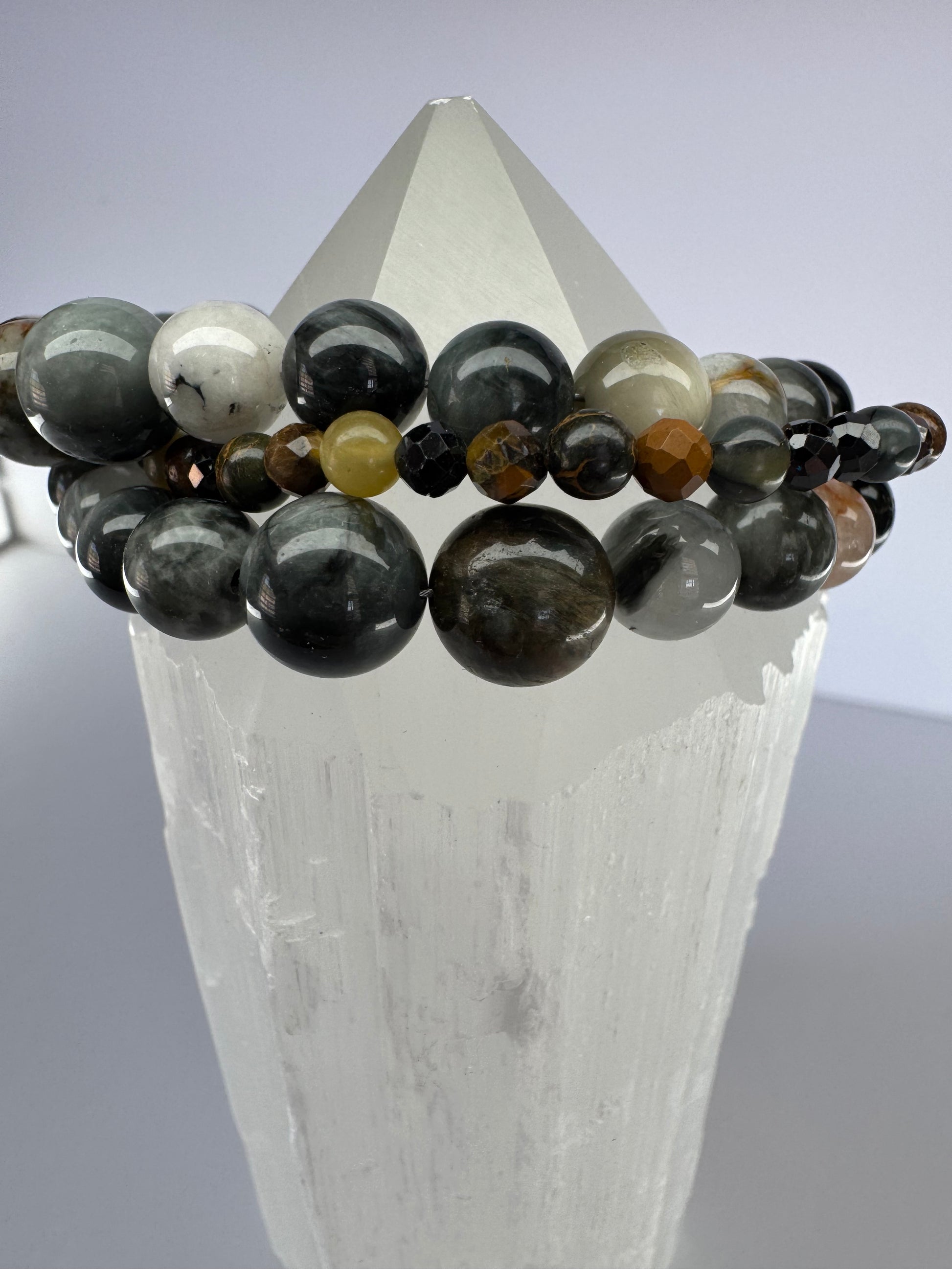 Eagle Eye & Tiger’s Eye Boho Multi Strand Bracelet