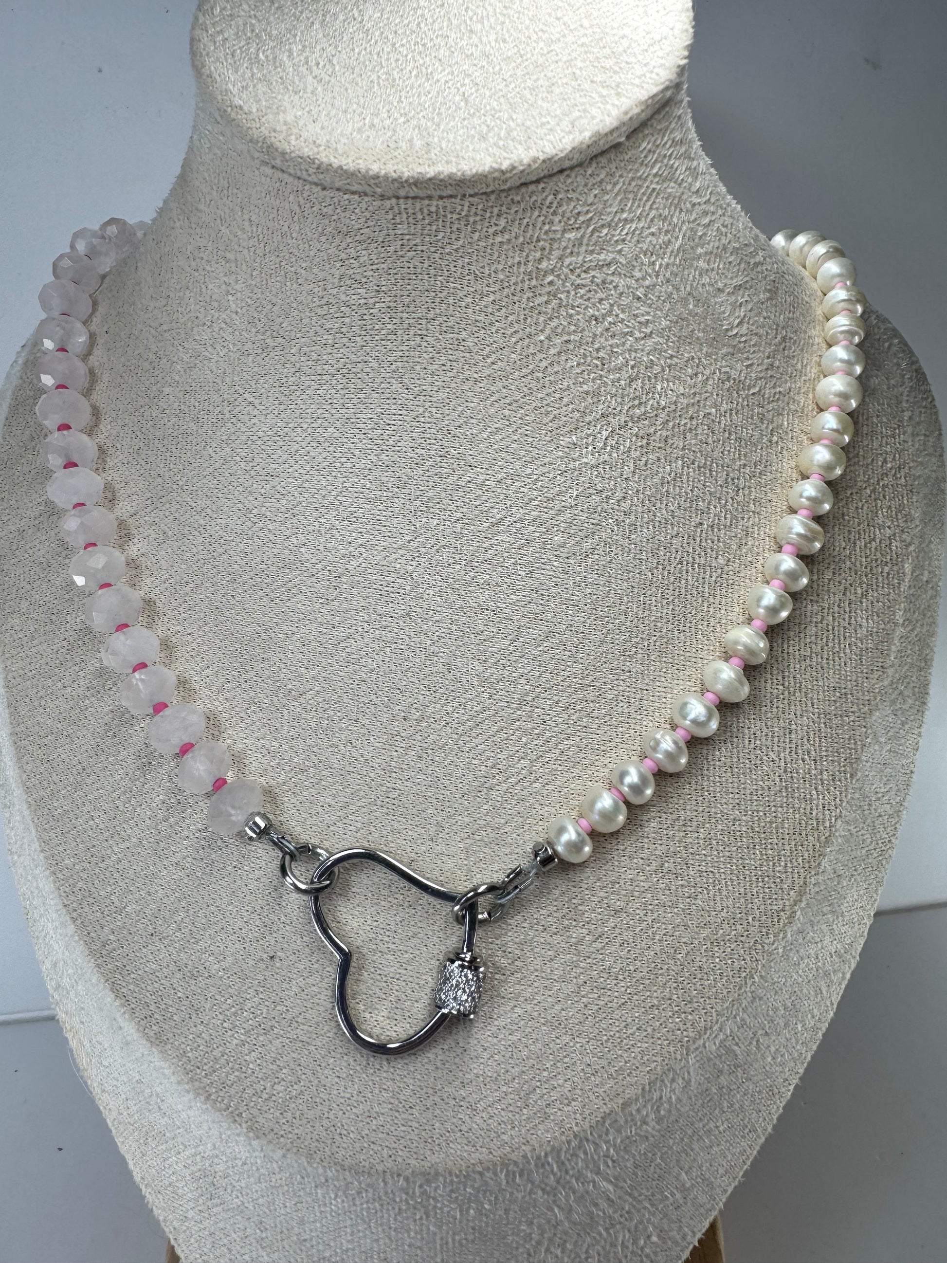 Rose Quartz and Freshwater Pearl Necklace