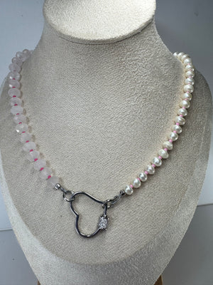 Rose Quartz and Freshwater Pearl Necklace