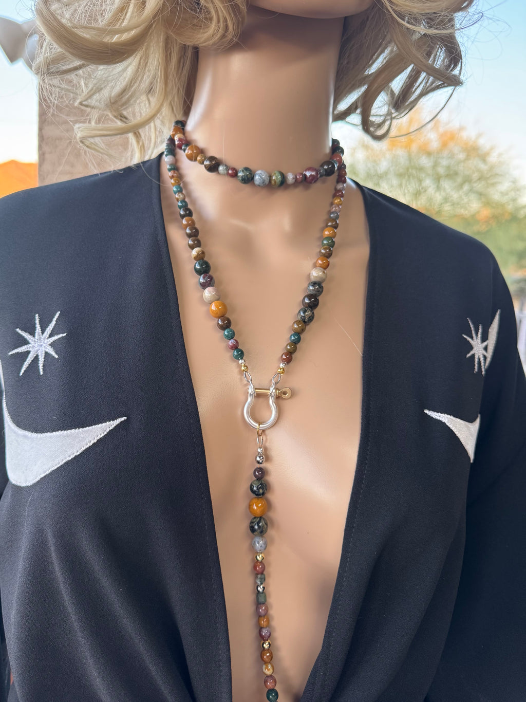 Moe Gems Signature Wrap Necklace – Ocean Jasper