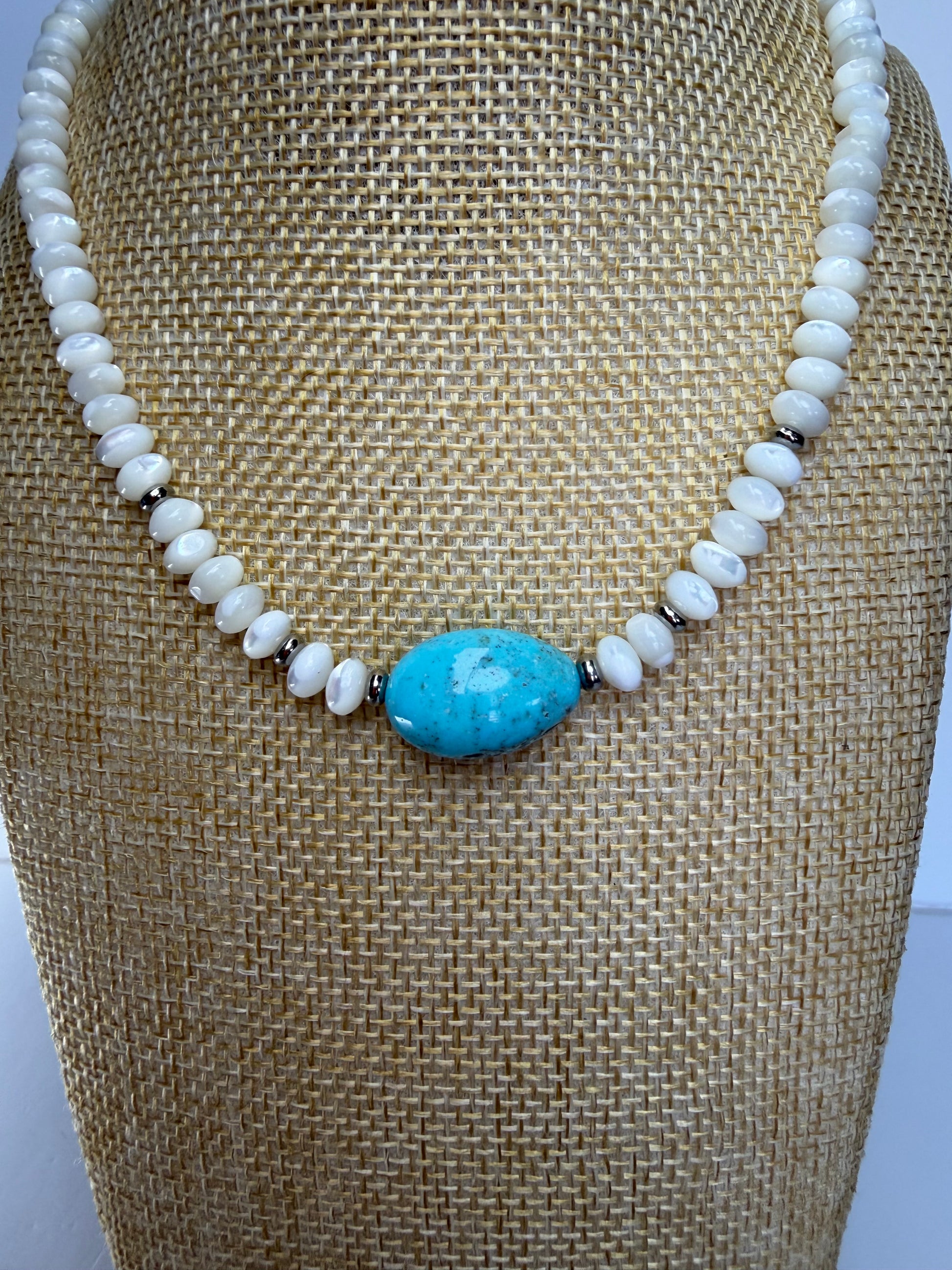 Kingman Turquoise & Baja Mother of Pearl Necklace