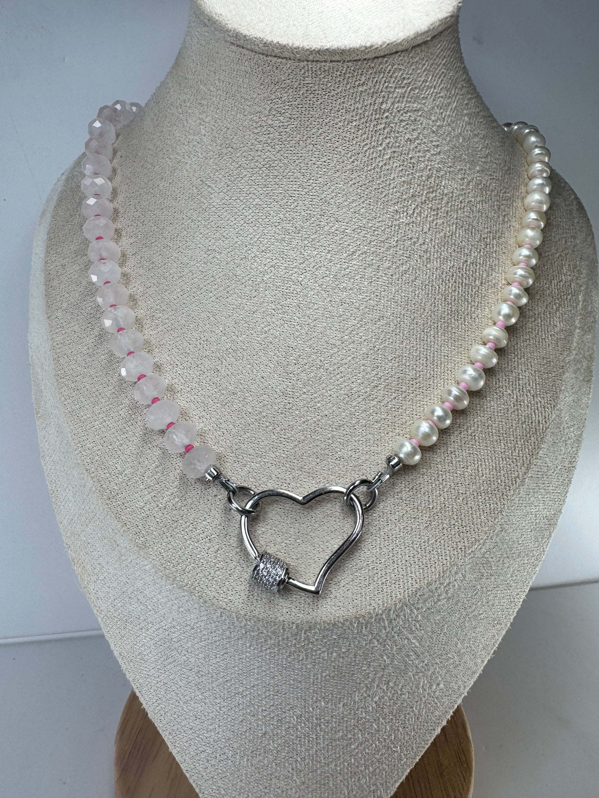 Rose Quartz and Freshwater Pearl Necklace
