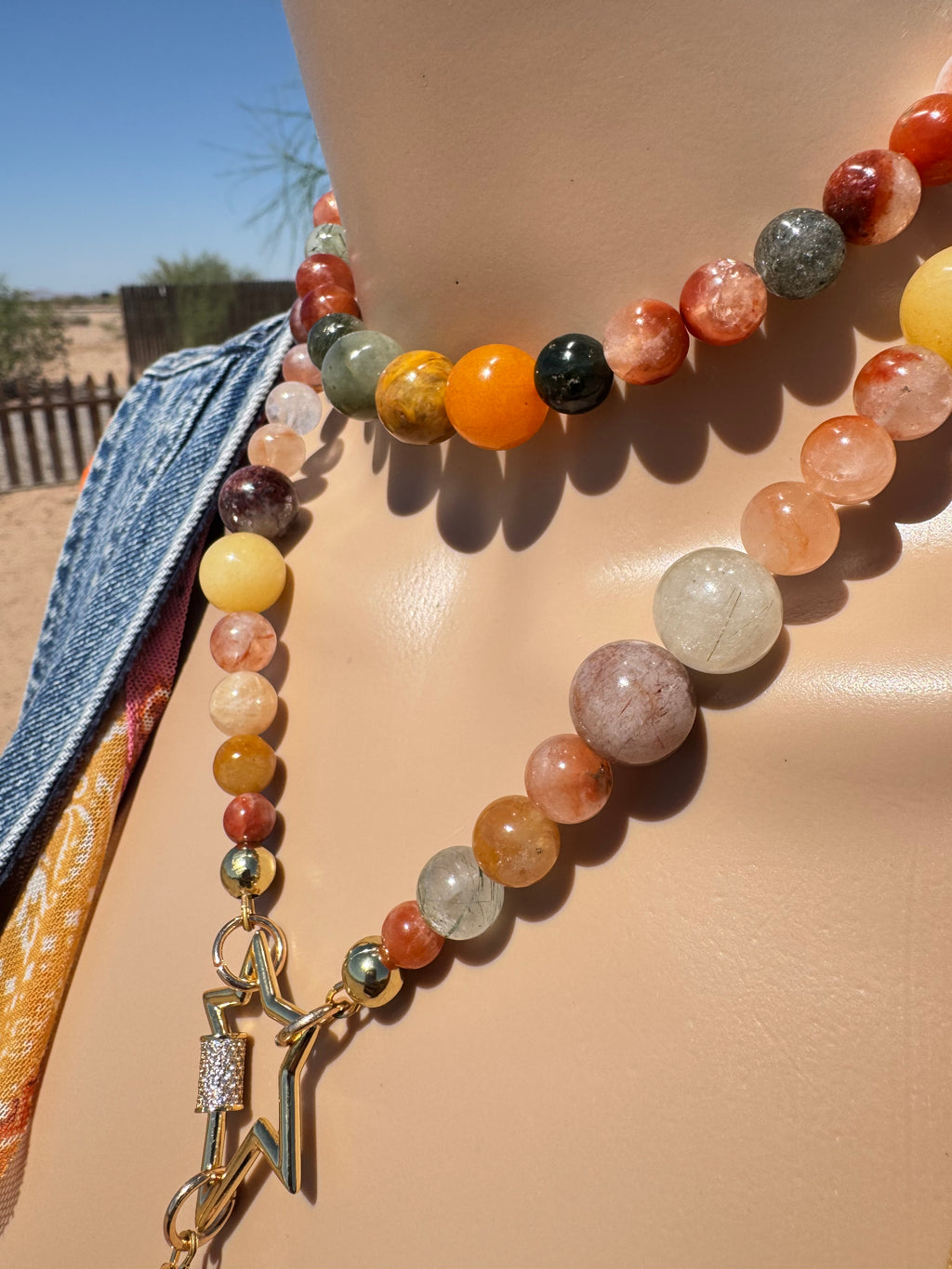 Fukurokuju Lucky Rutilated Quartz Necklace Lariat