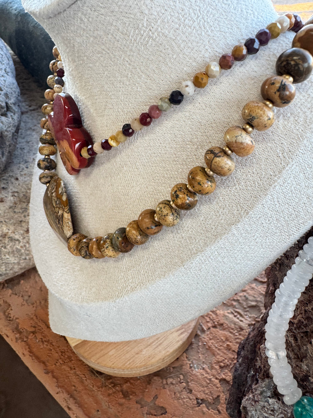 Natural Mookaite Clover Necklace