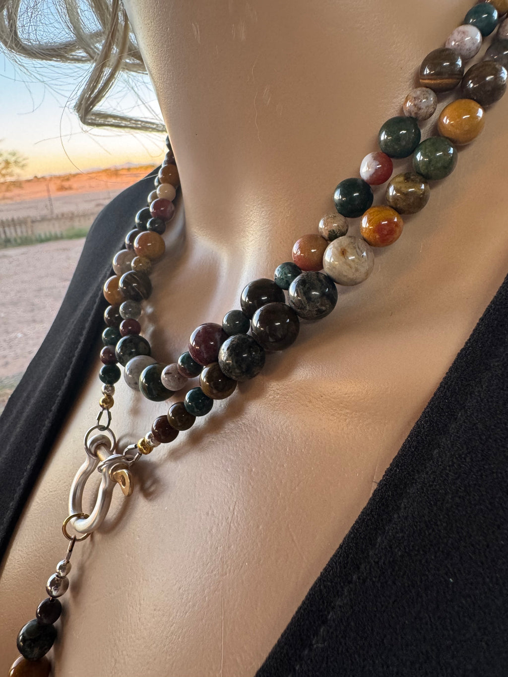 Moe Gems Signature Wrap Necklace – Ocean Jasper