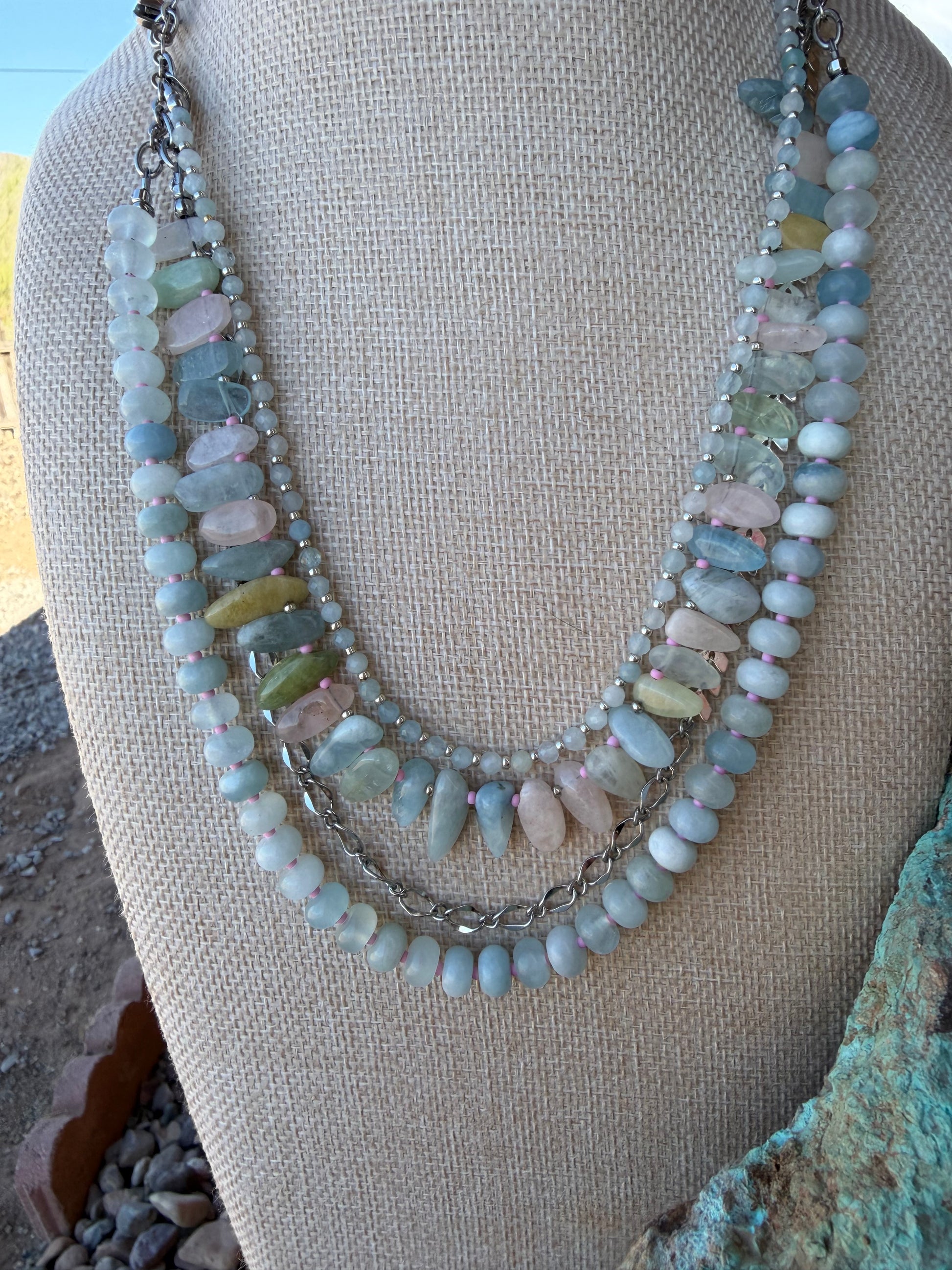 Aquamarine & Morganite Evolve Necklace