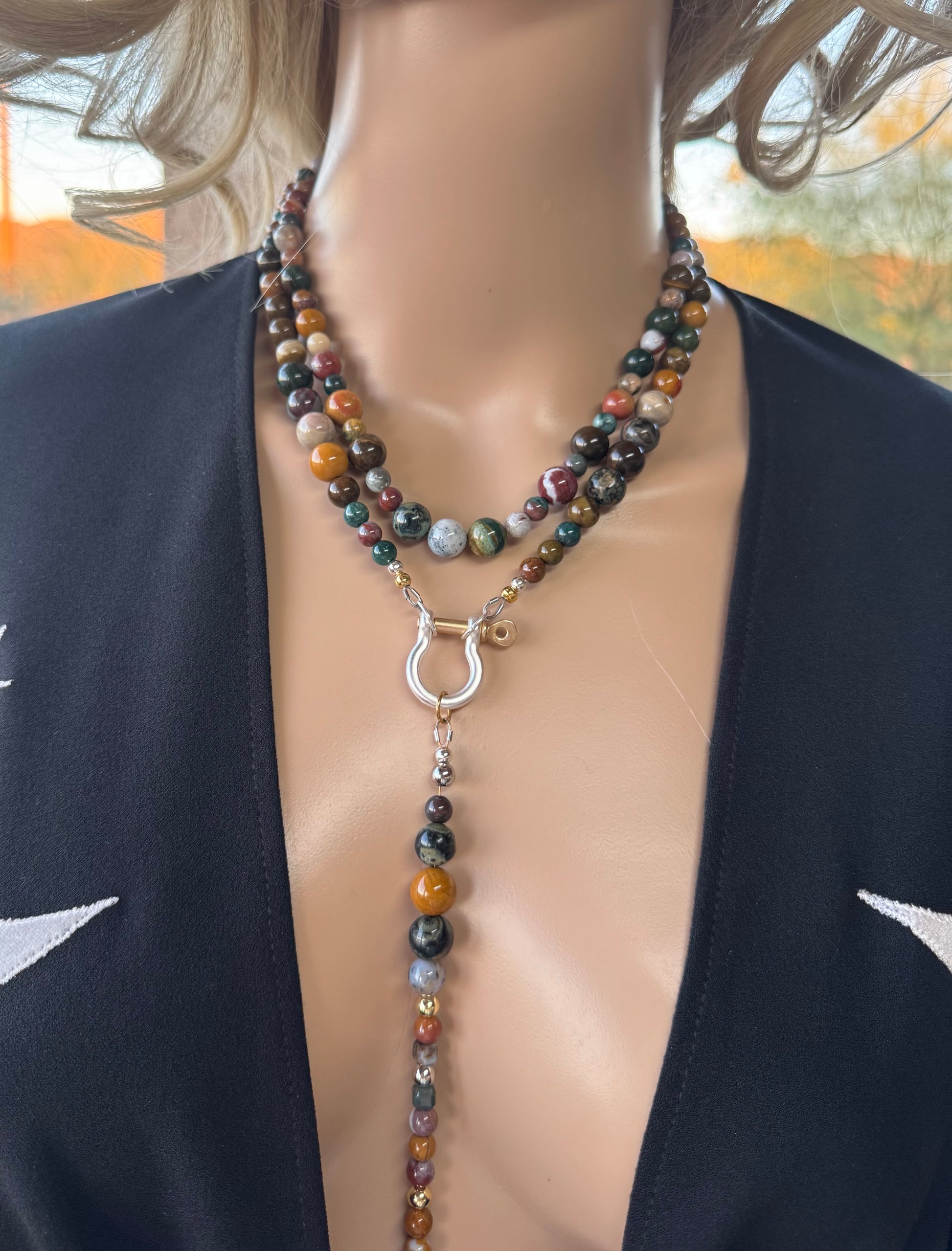Moe Gems Signature Wrap Necklace – Ocean Jasper
