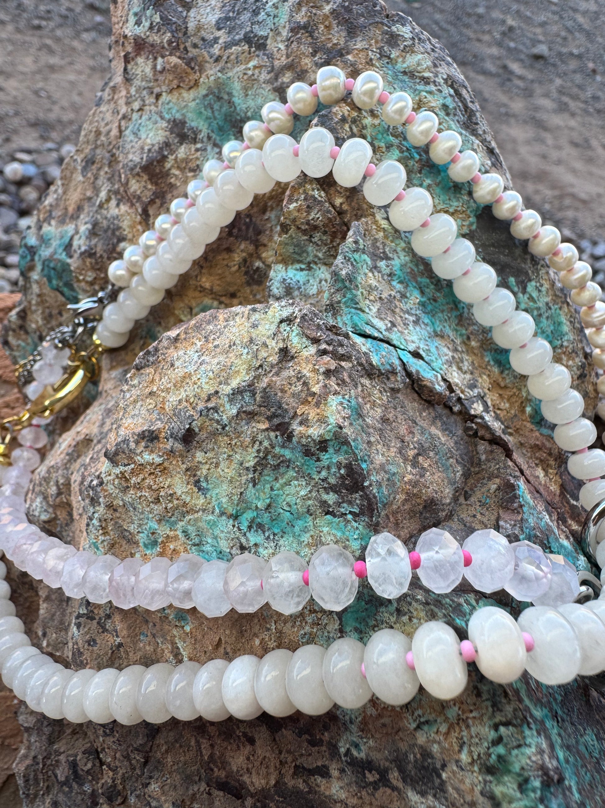 White Jade Rondel Necklace