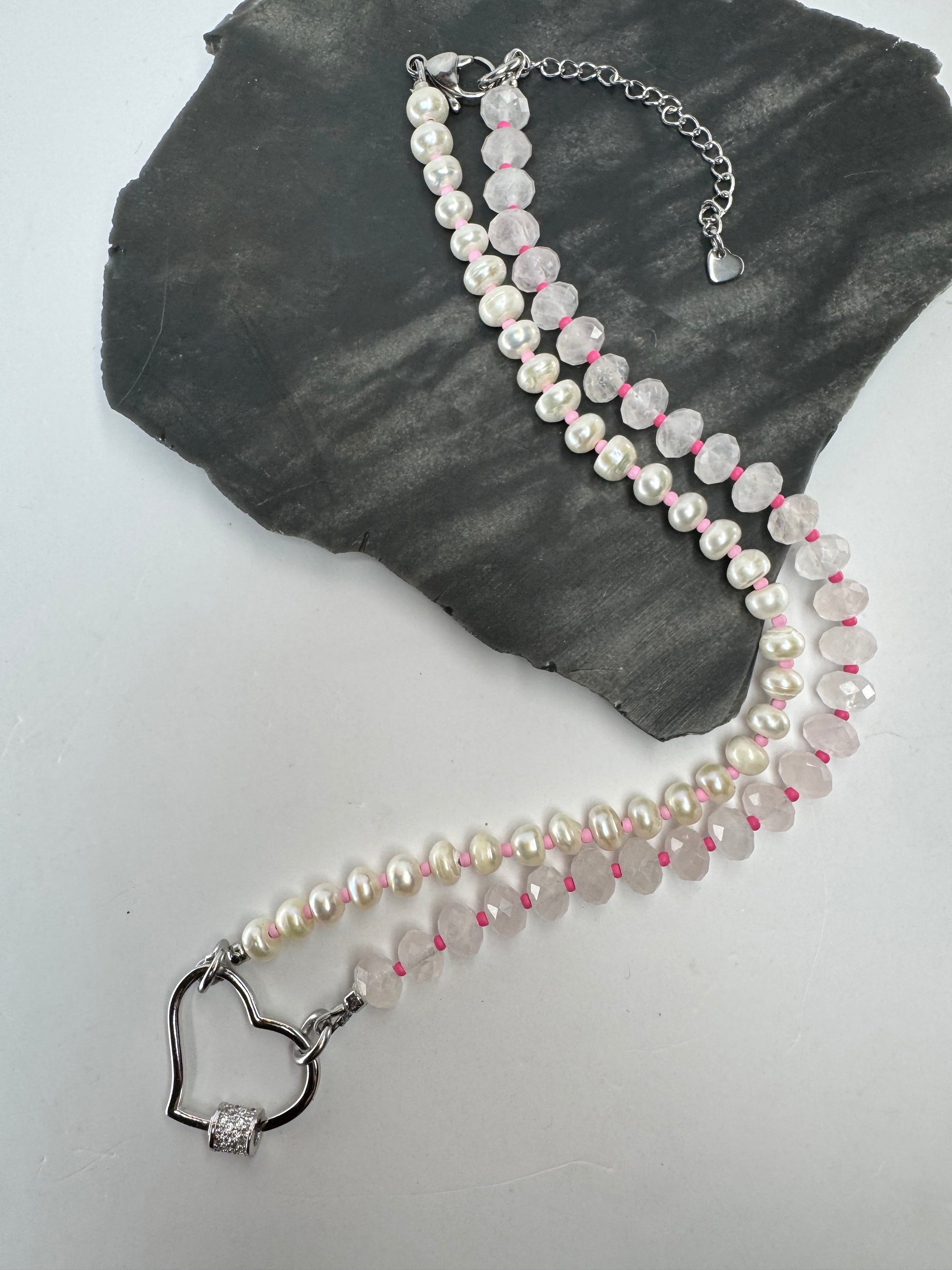 Rose Quartz and Freshwater Pearl Necklace