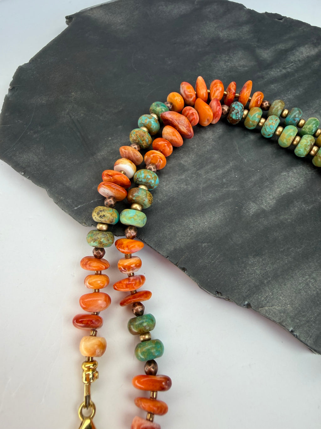 Kingman Turquoise & Spiny Oyster Necklace