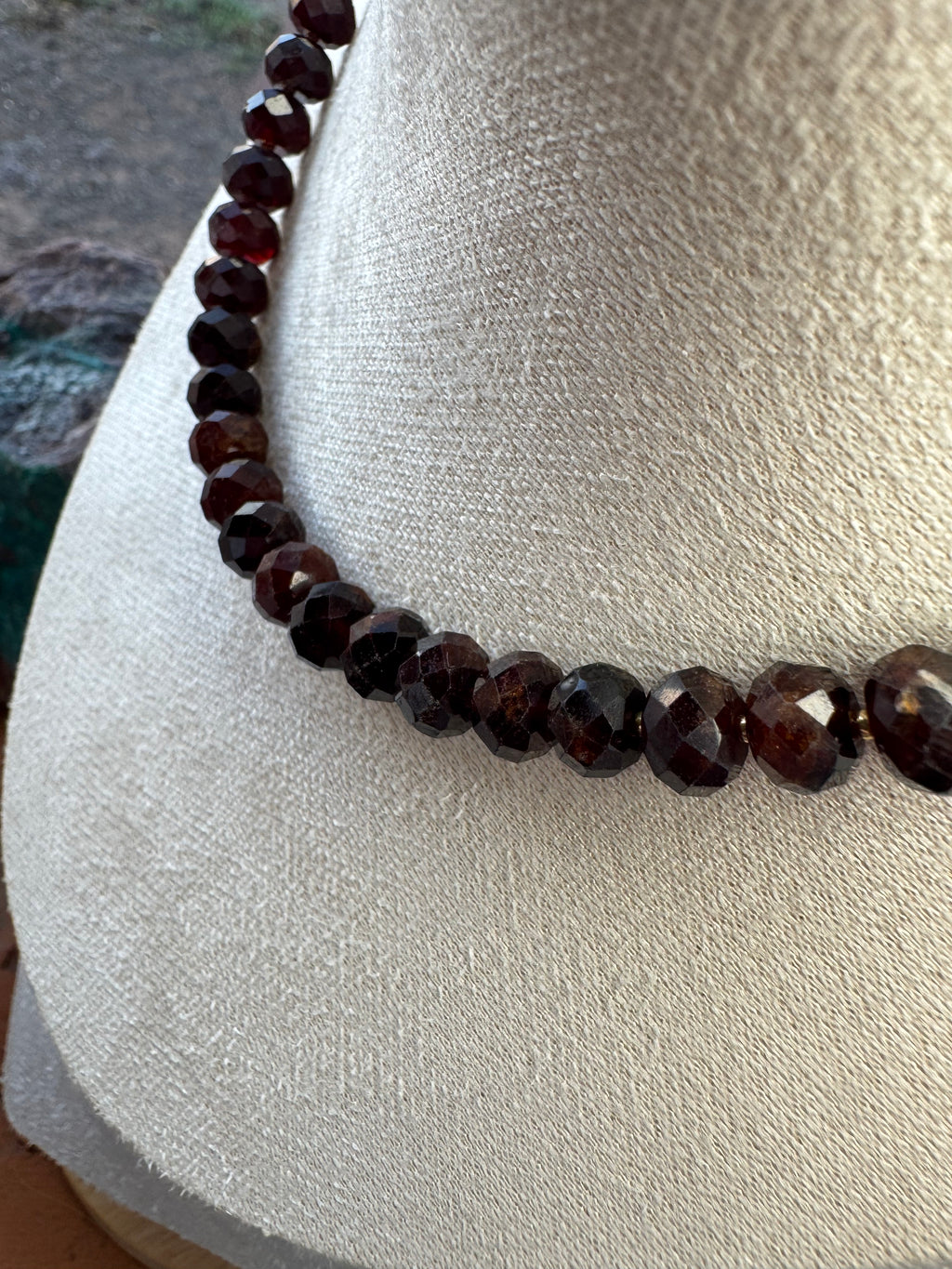 Faceted Garnet Necklace with Vermeil Gold Clasp