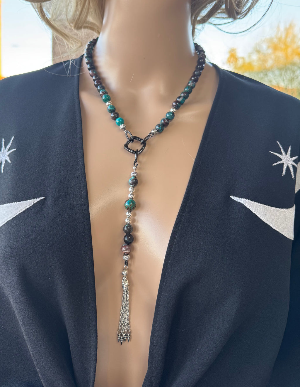 Natural Chrysocolla, Cuprite & Malachite Necklace