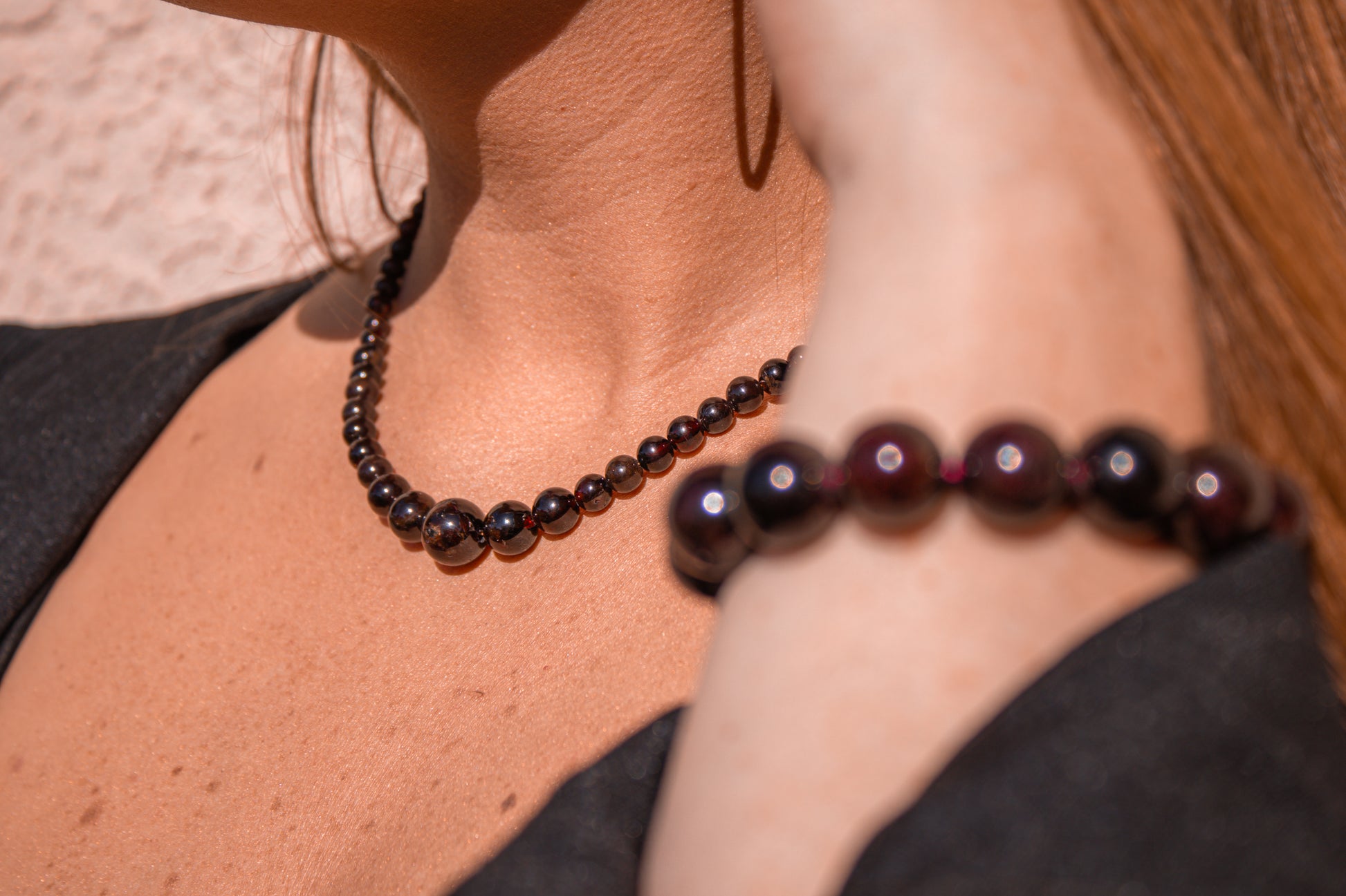 Natural Red Garnet Necklace / Choker
