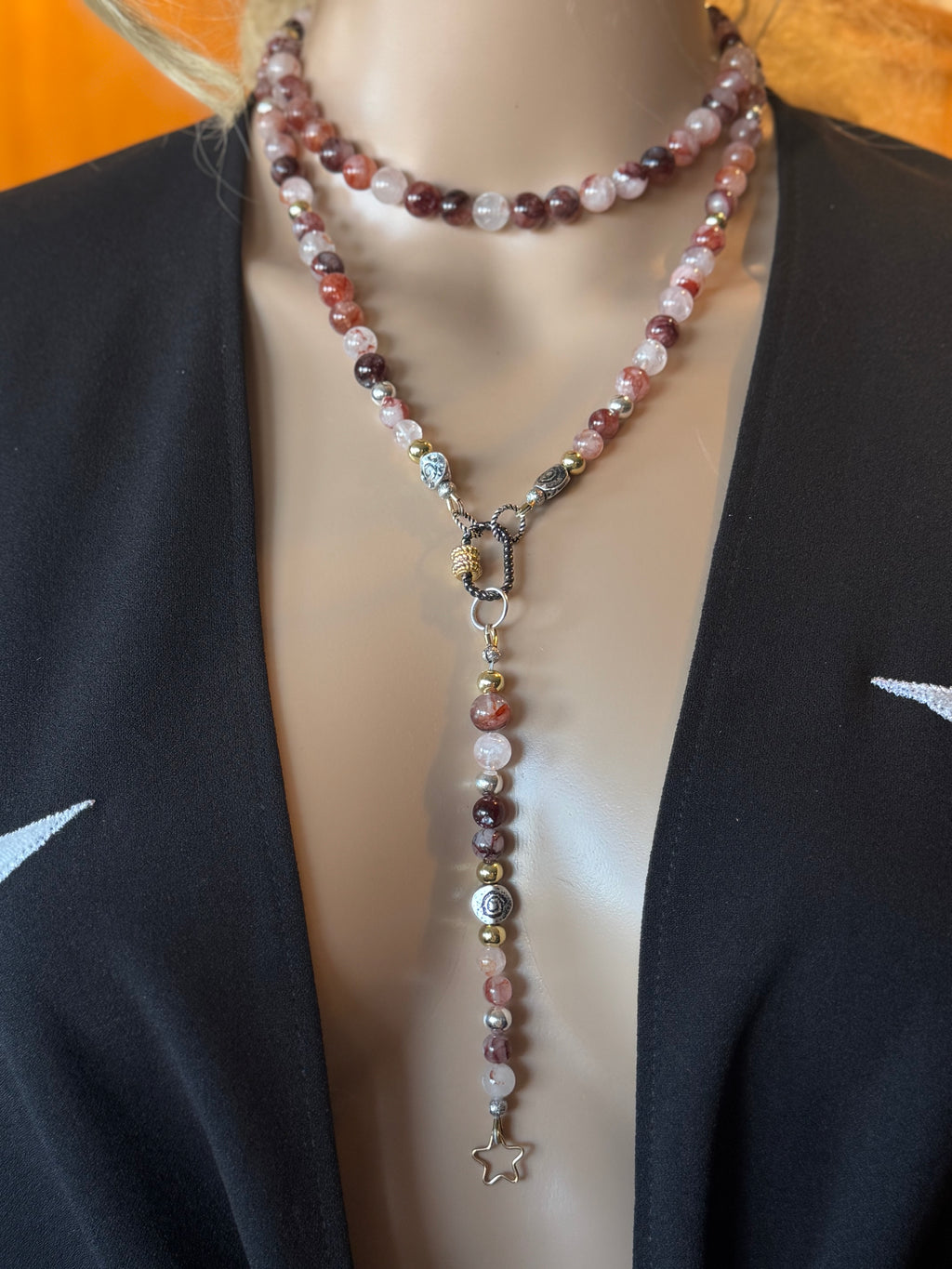 Natural Hematoid Quartz (Fire Quartz) Signature Wrap Necklace