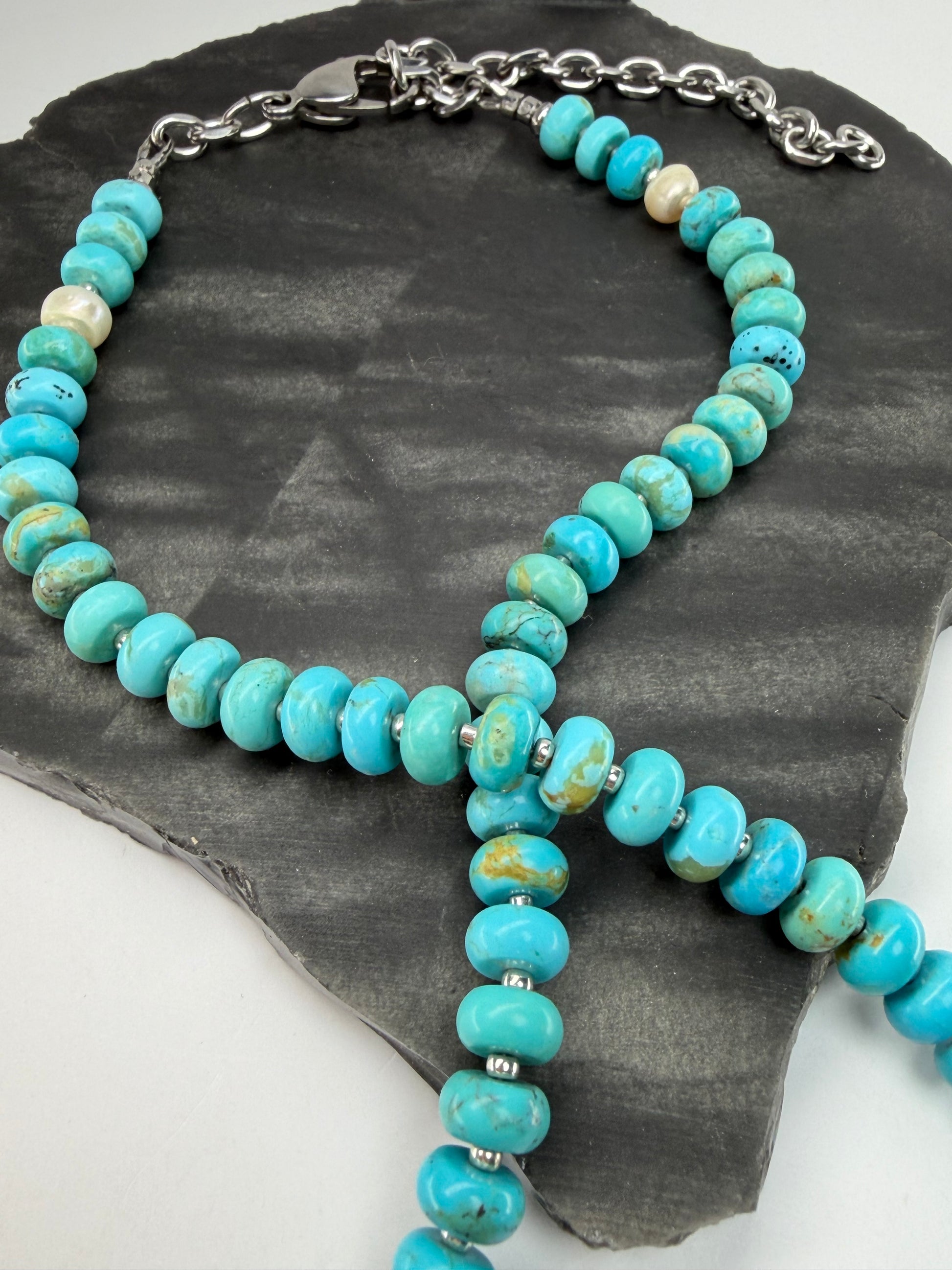 Kingman Rondel with Fresh Water Pearl