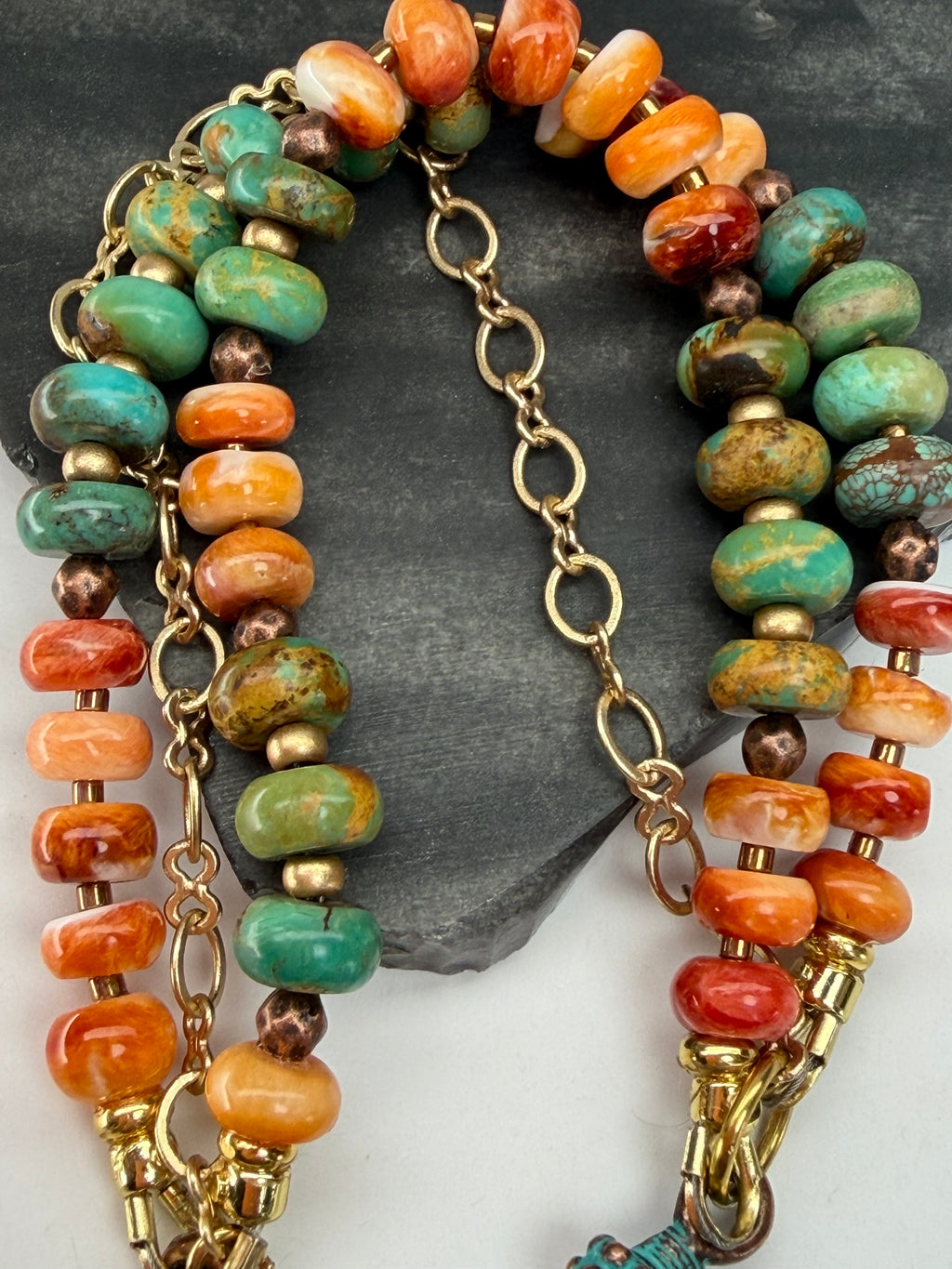 Kingman Turquoise & Spiny Oyster Bracelet