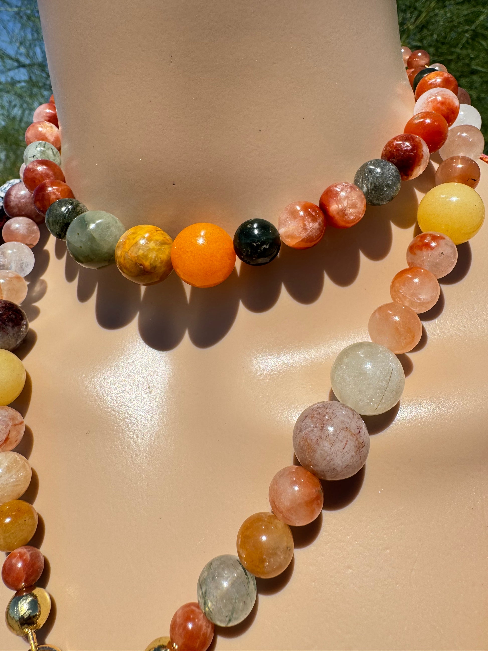 Fukurokuju Lucky Rutilated Quartz Necklace Lariat