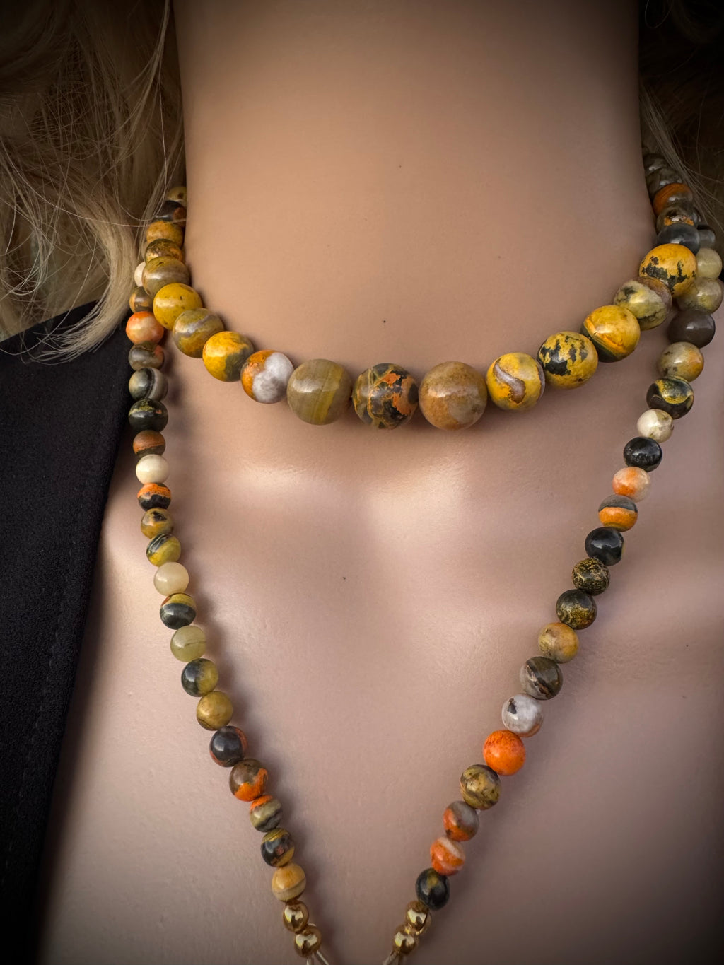 COLLECTIBLE! Bumblebee Jasper Wrap Lariat Necklace