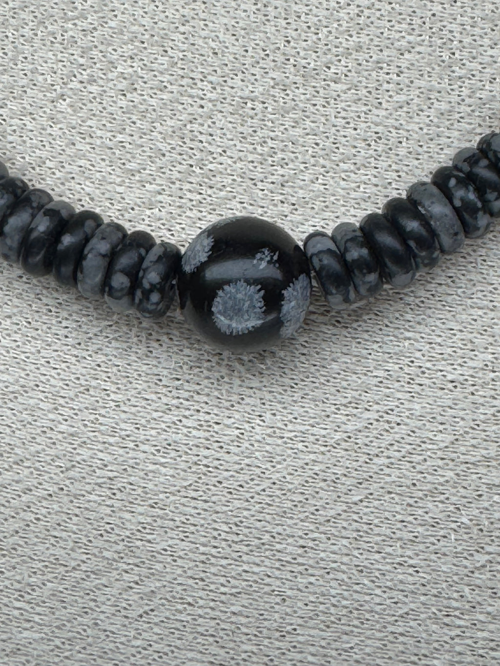 Snowflake Obsidian Heishi Necklace