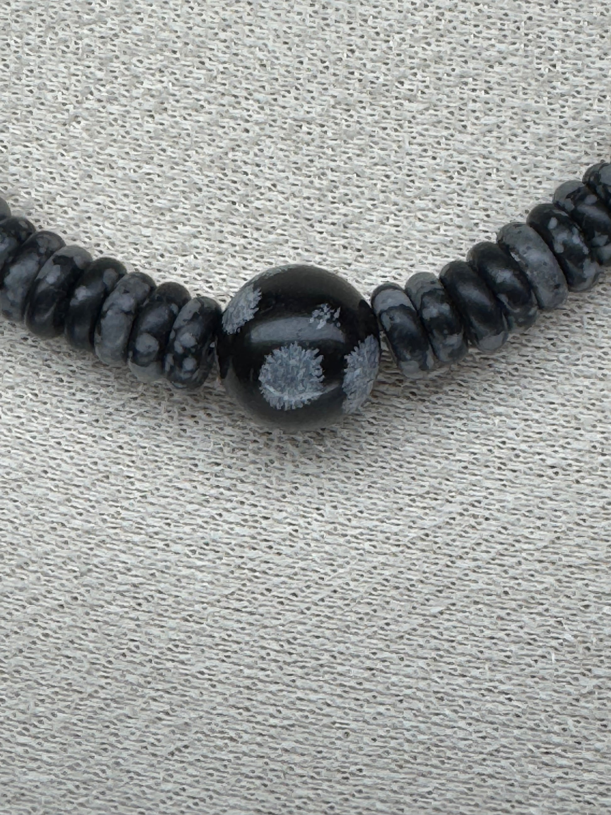 Snowflake Obsidian Heishi Necklace