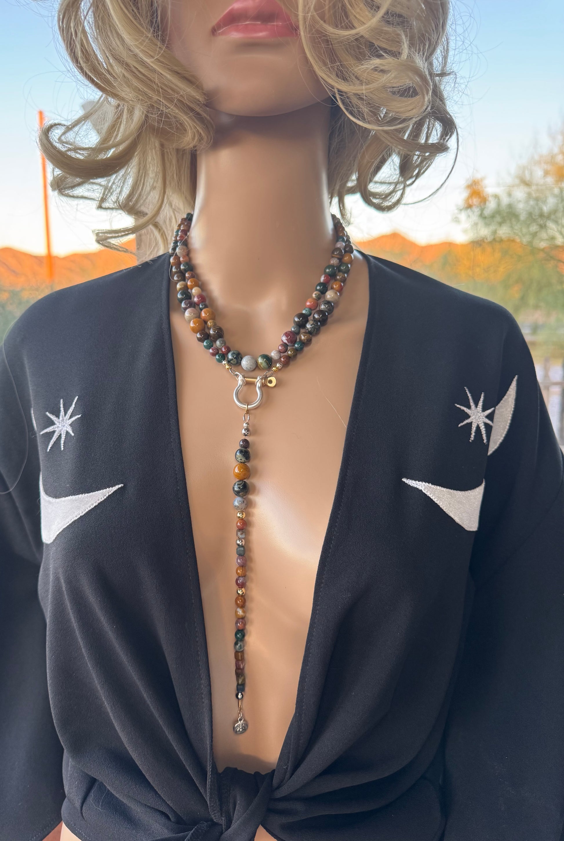 Moe Gems Signature Wrap Necklace – Ocean Jasper