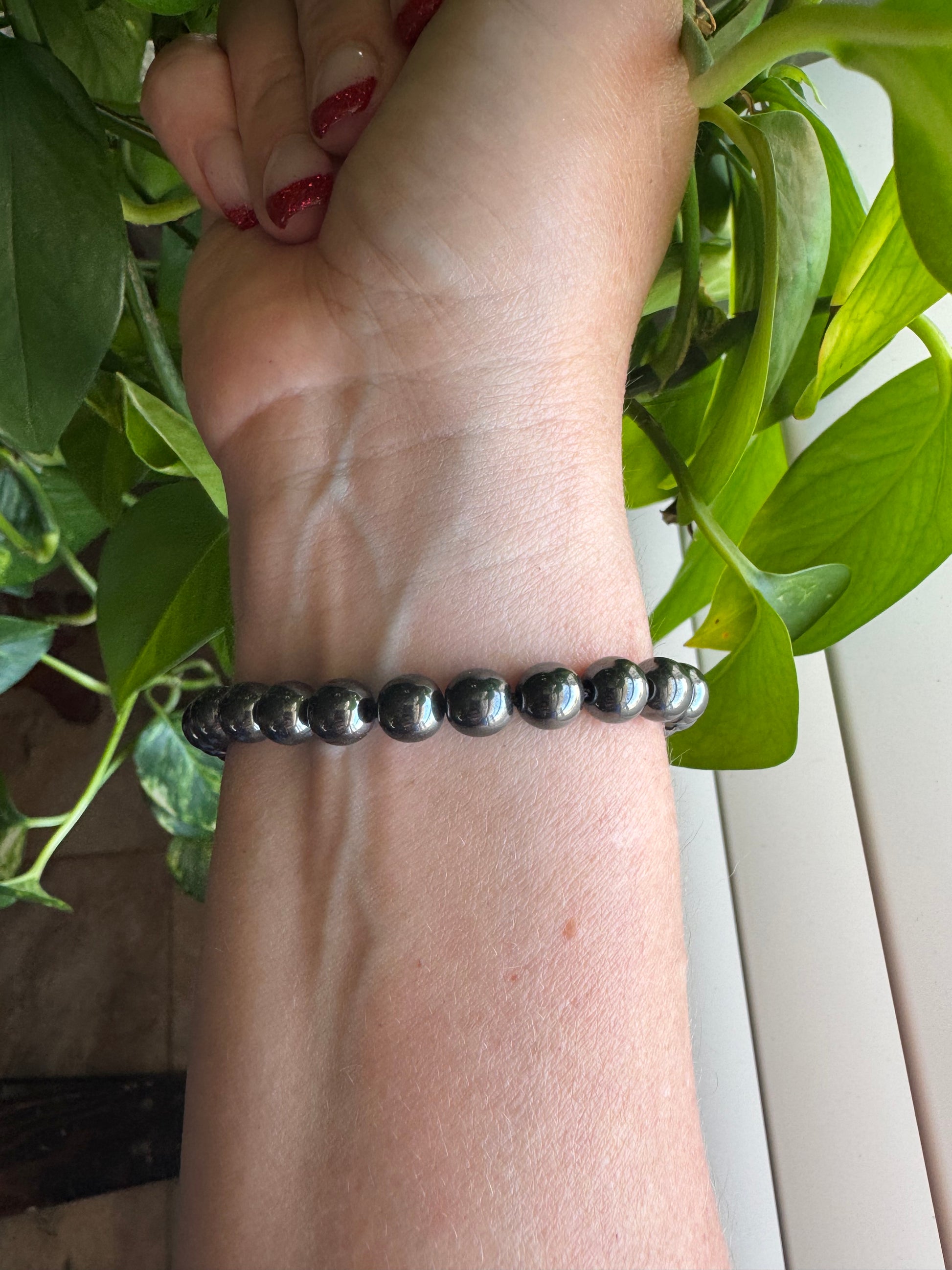 Hematite Adjustable Bracelet – 8mm Beads