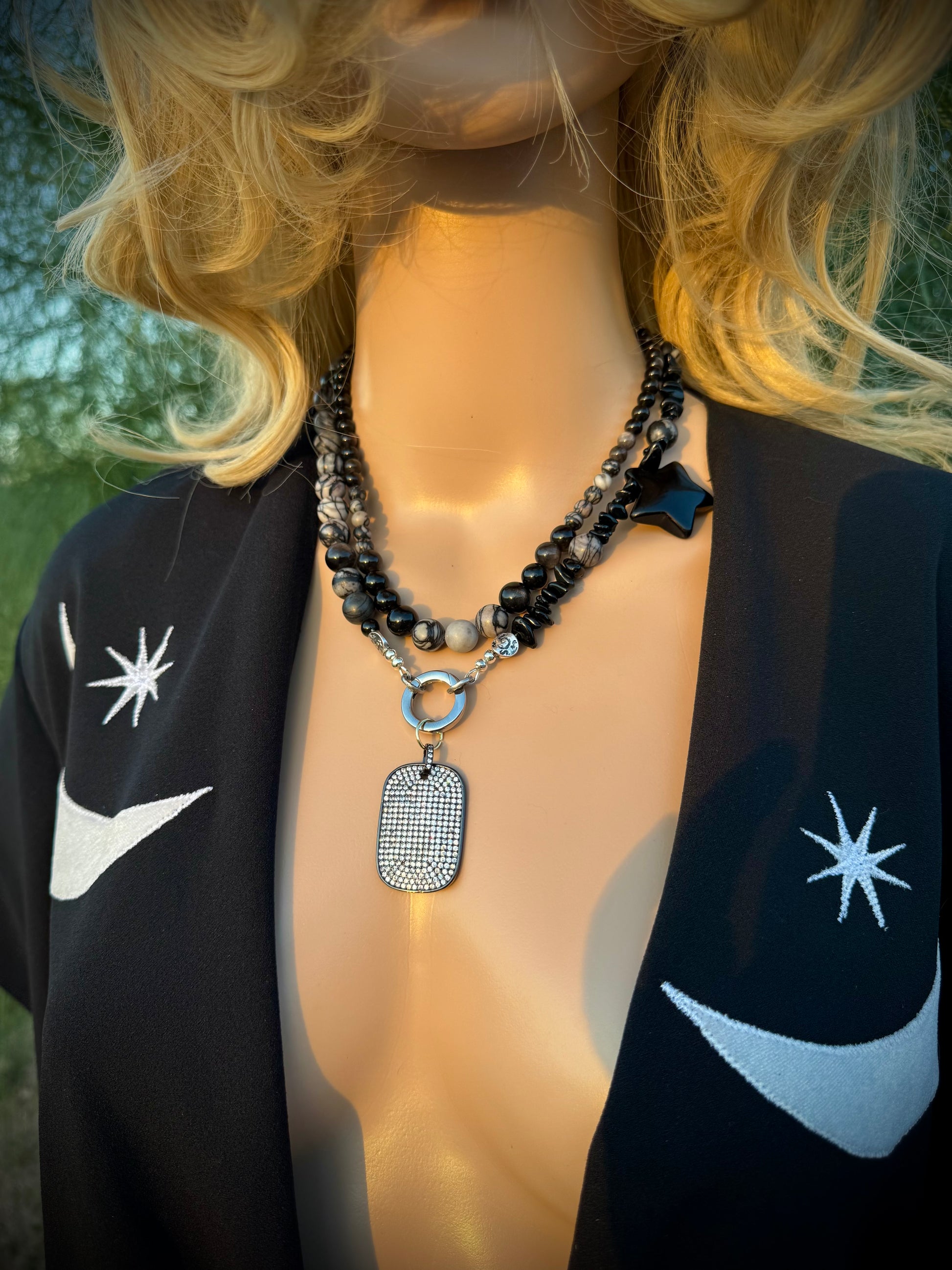 Spiderweb Jasper, Silver Sheen Obsidian - FREE BRACELET