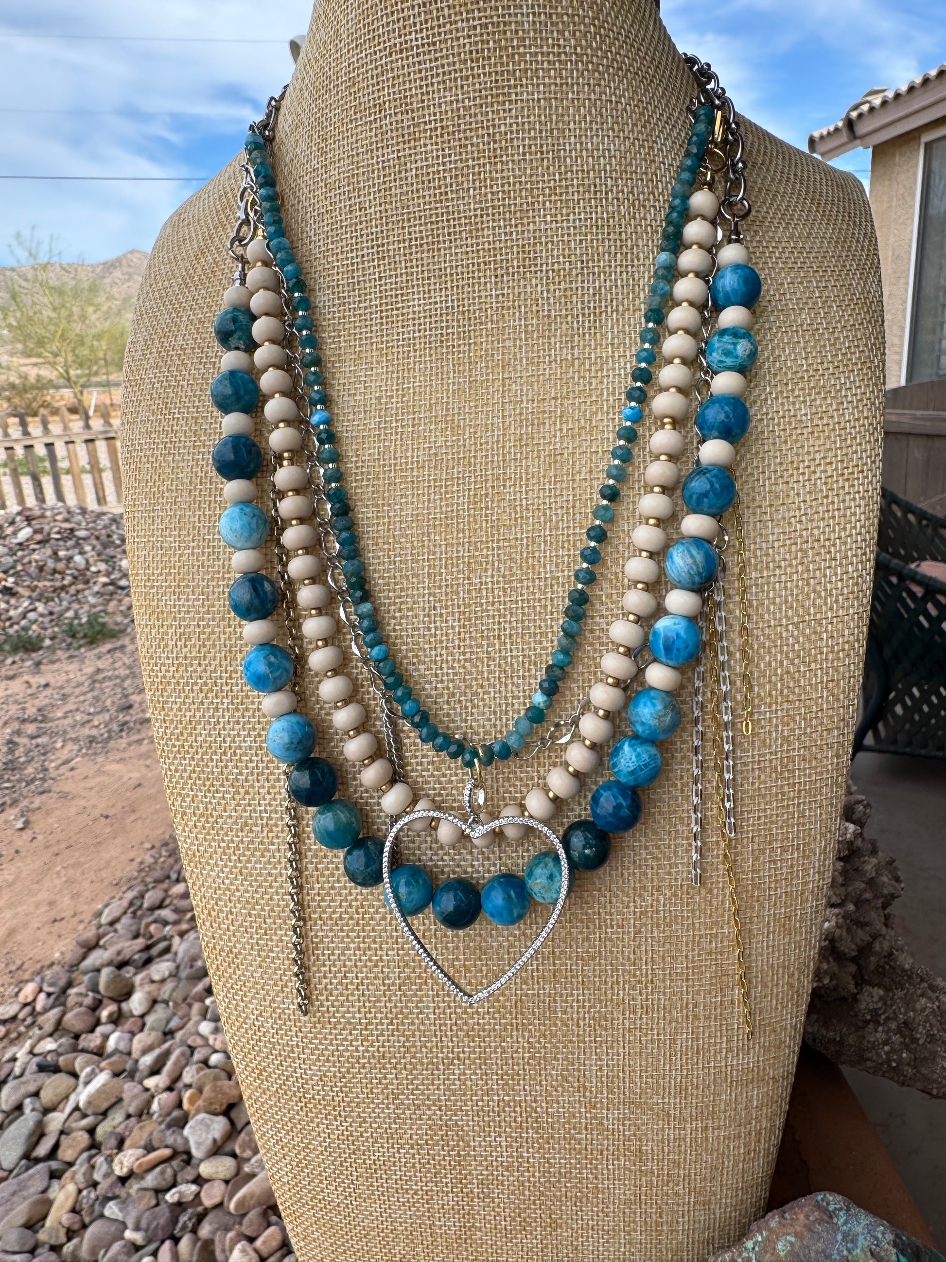 Blue Apatite & Bamboo Coral Evolve Necklace