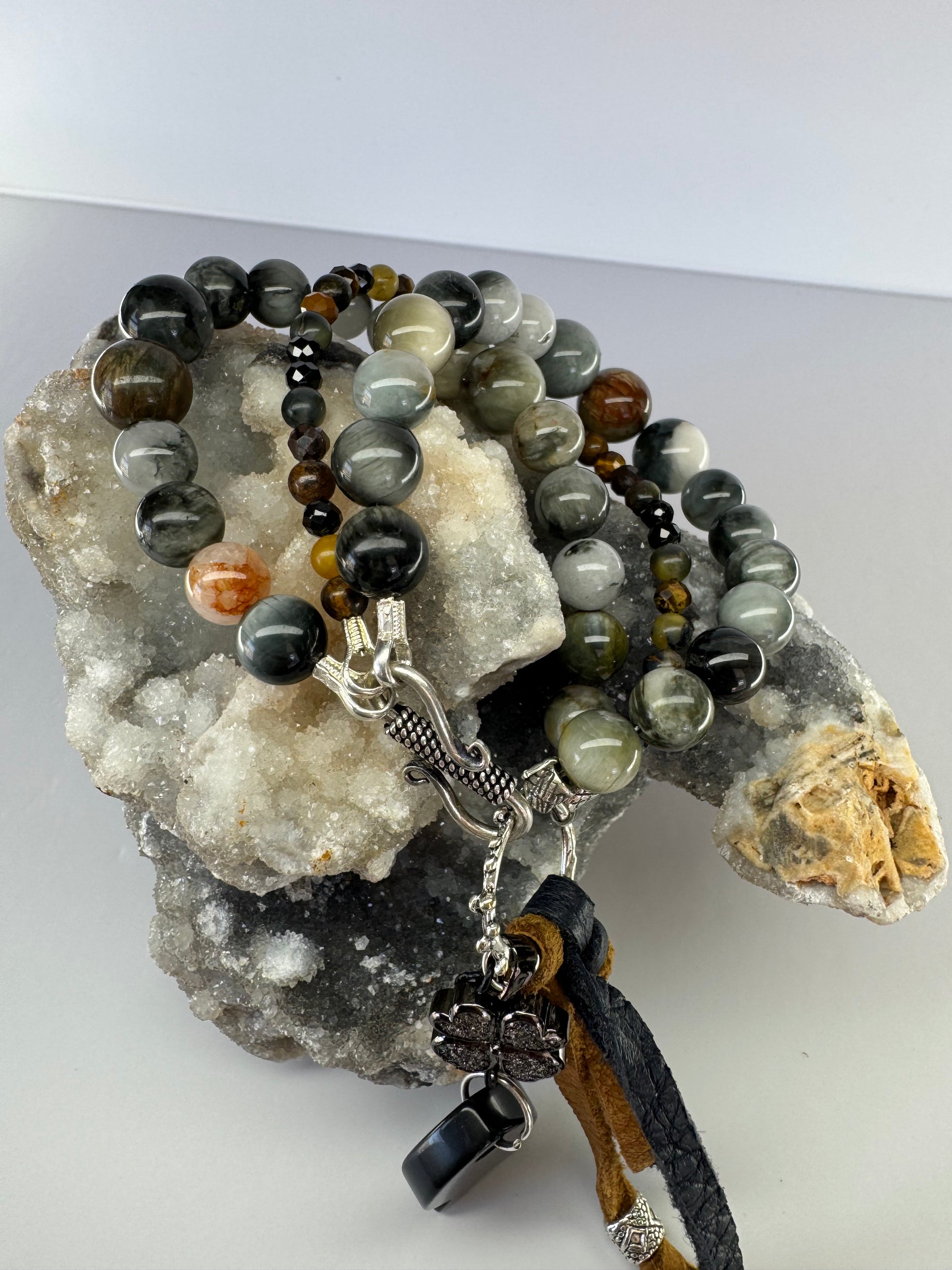 Eagle Eye & Tiger’s Eye Boho Multi Strand Bracelet