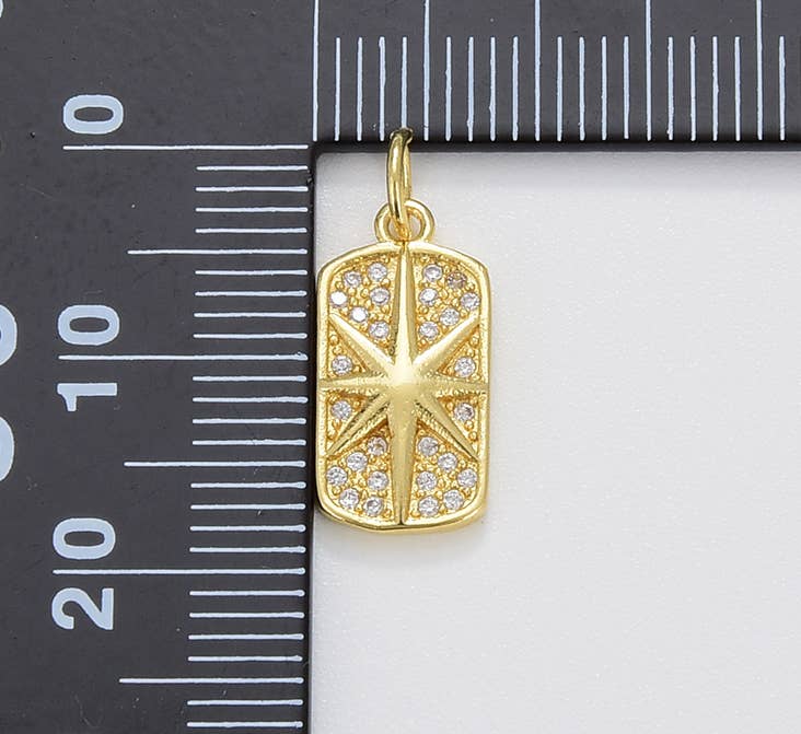 Starburst Tag Charm, Gold Filled North Star Charm / Pendant