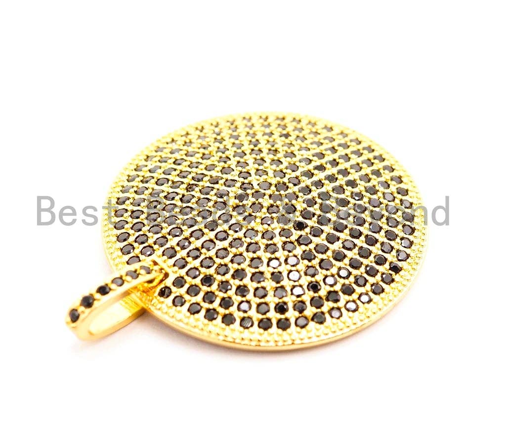 CZ Fully Micro Pave Large Disc Charm / Pendant