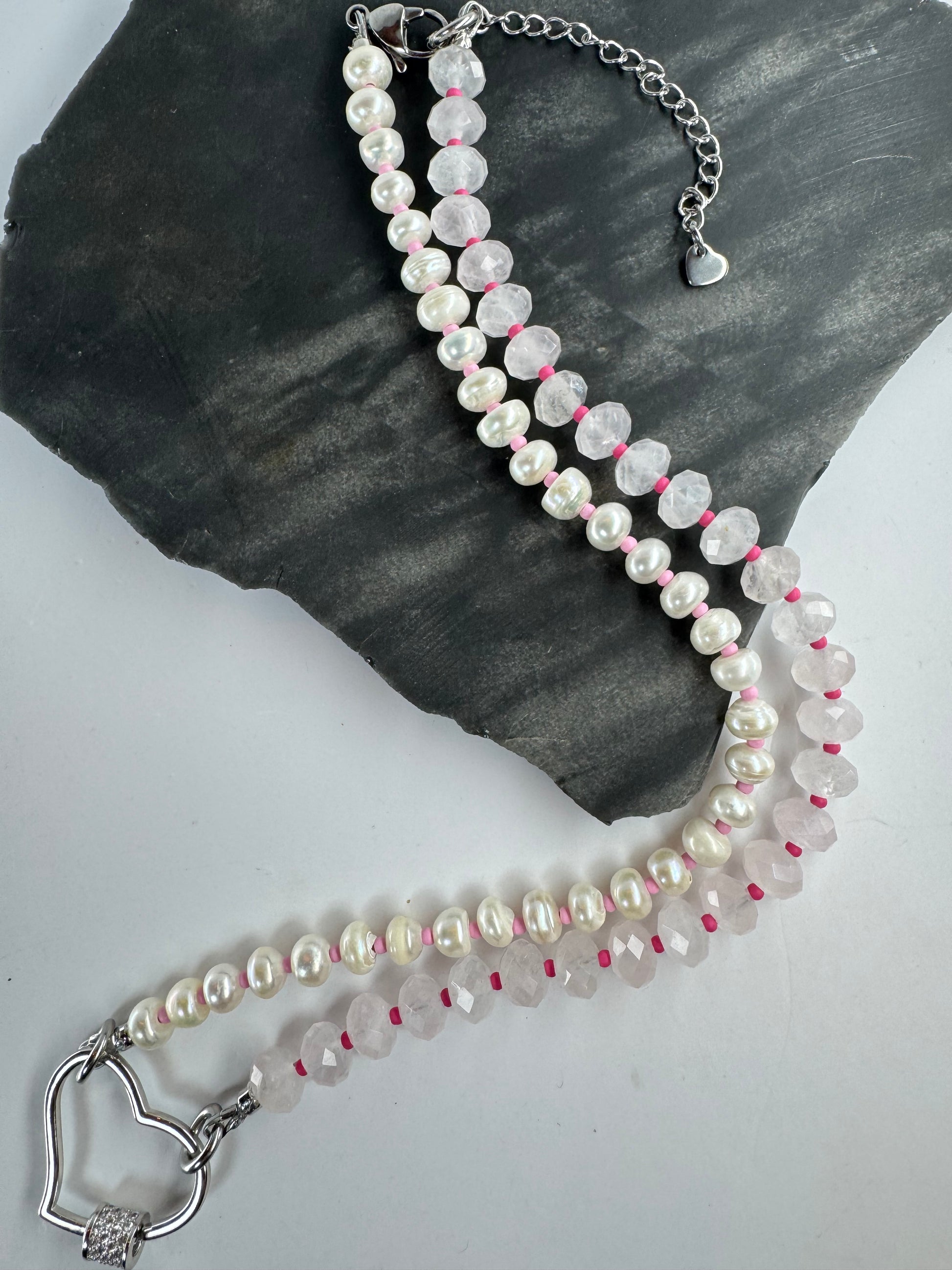 Rose Quartz and Freshwater Pearl Necklace
