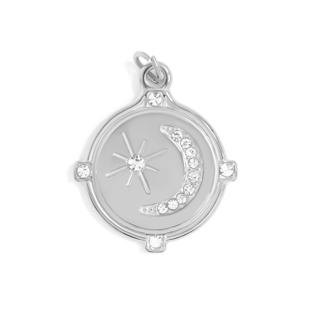 Stainless Steel Stone Moon And Star Pendant