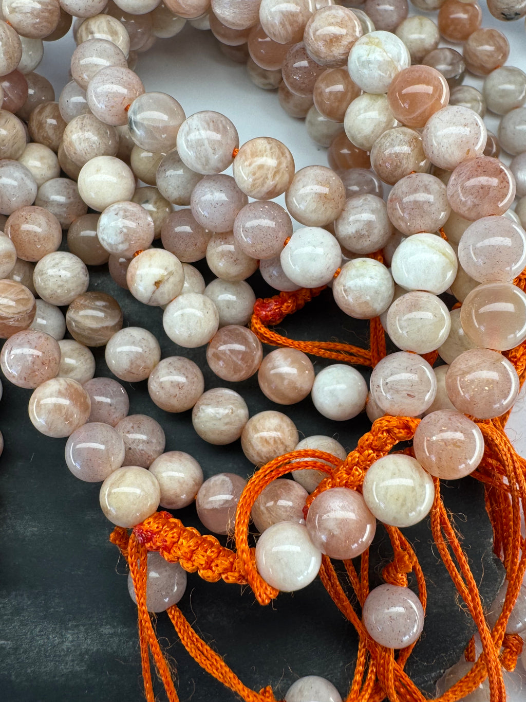 Peach Flashy Moonstone Adjustable Bracelet – 6mm Beads