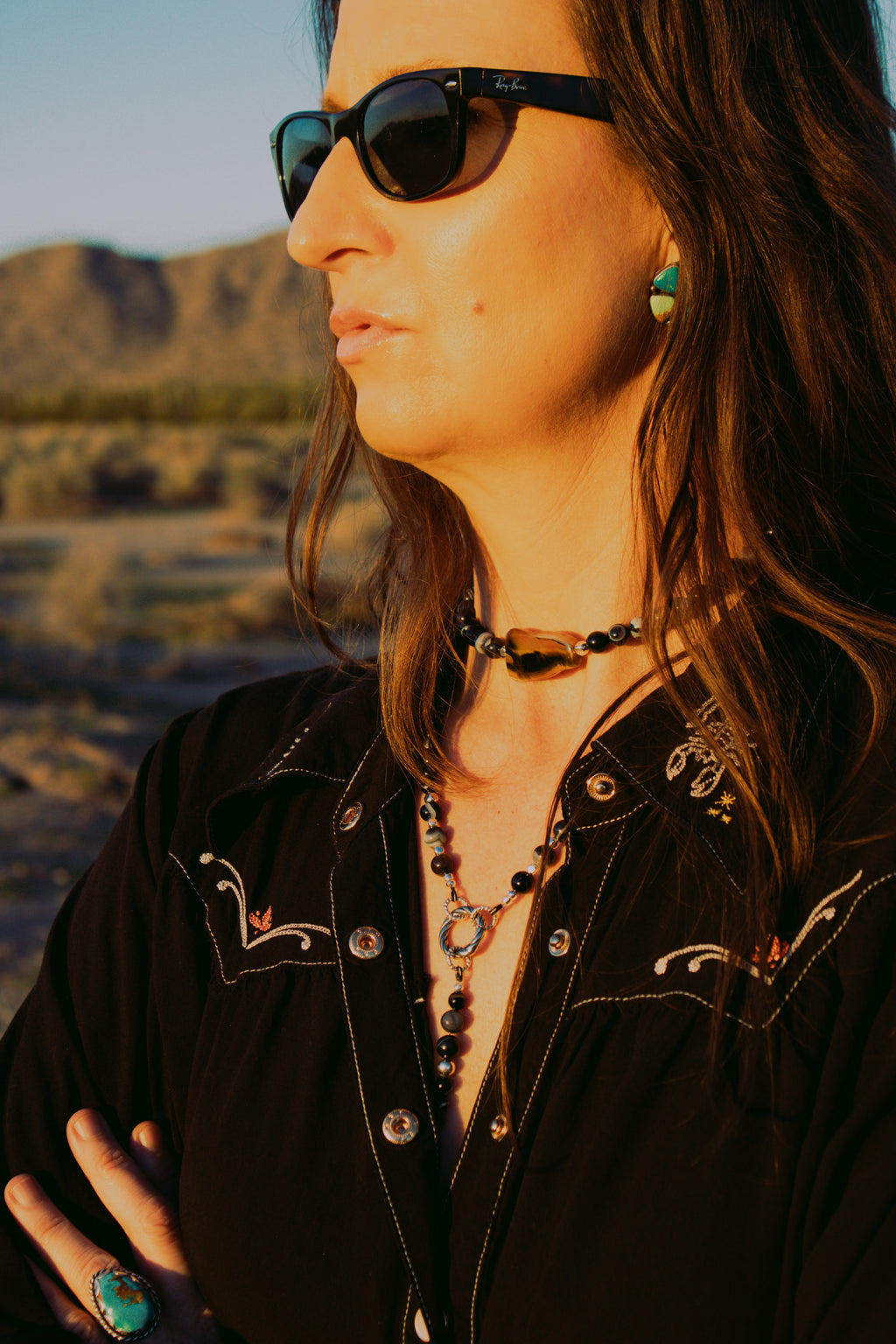 Black Botswana Agate Signature Wrap Necklace with Agate focal