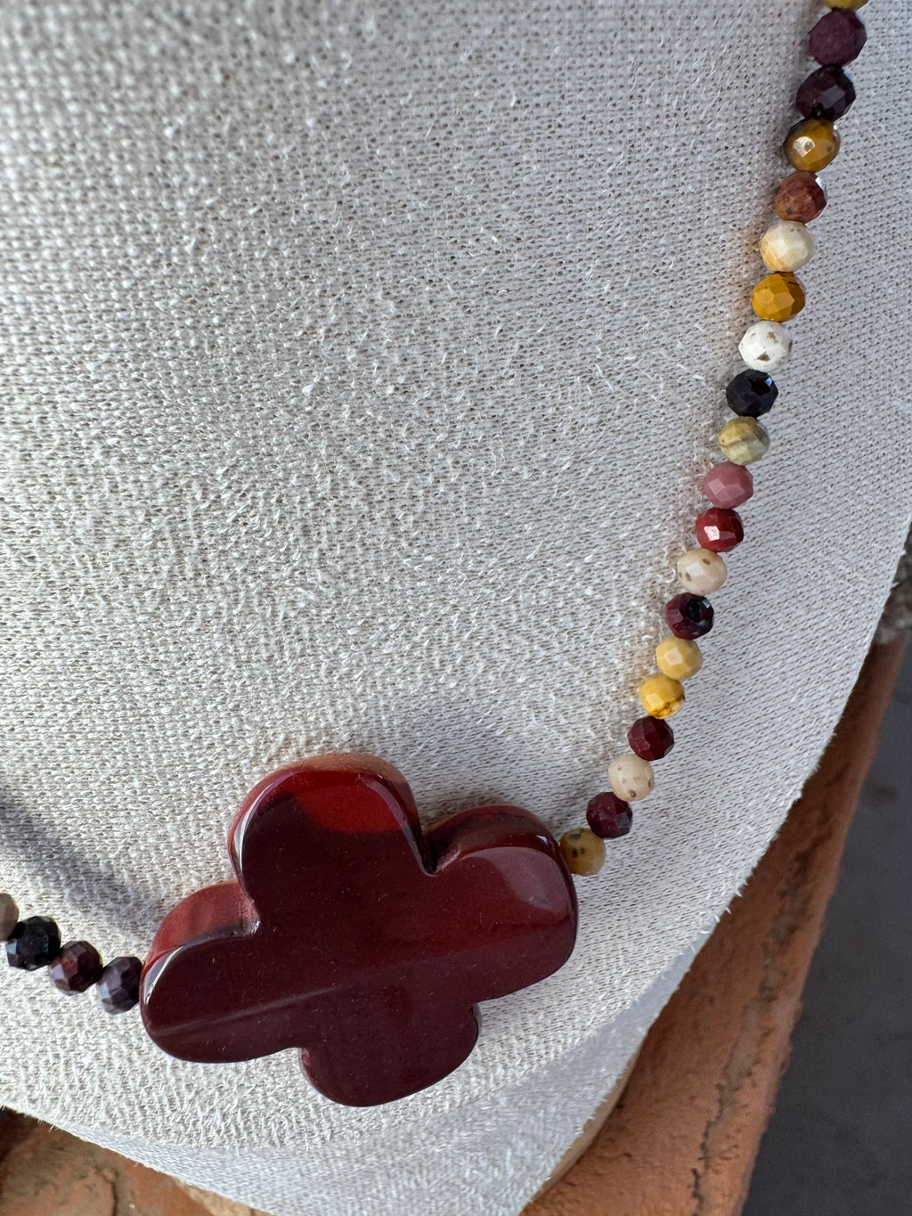 Natural Mookaite Clover Necklace