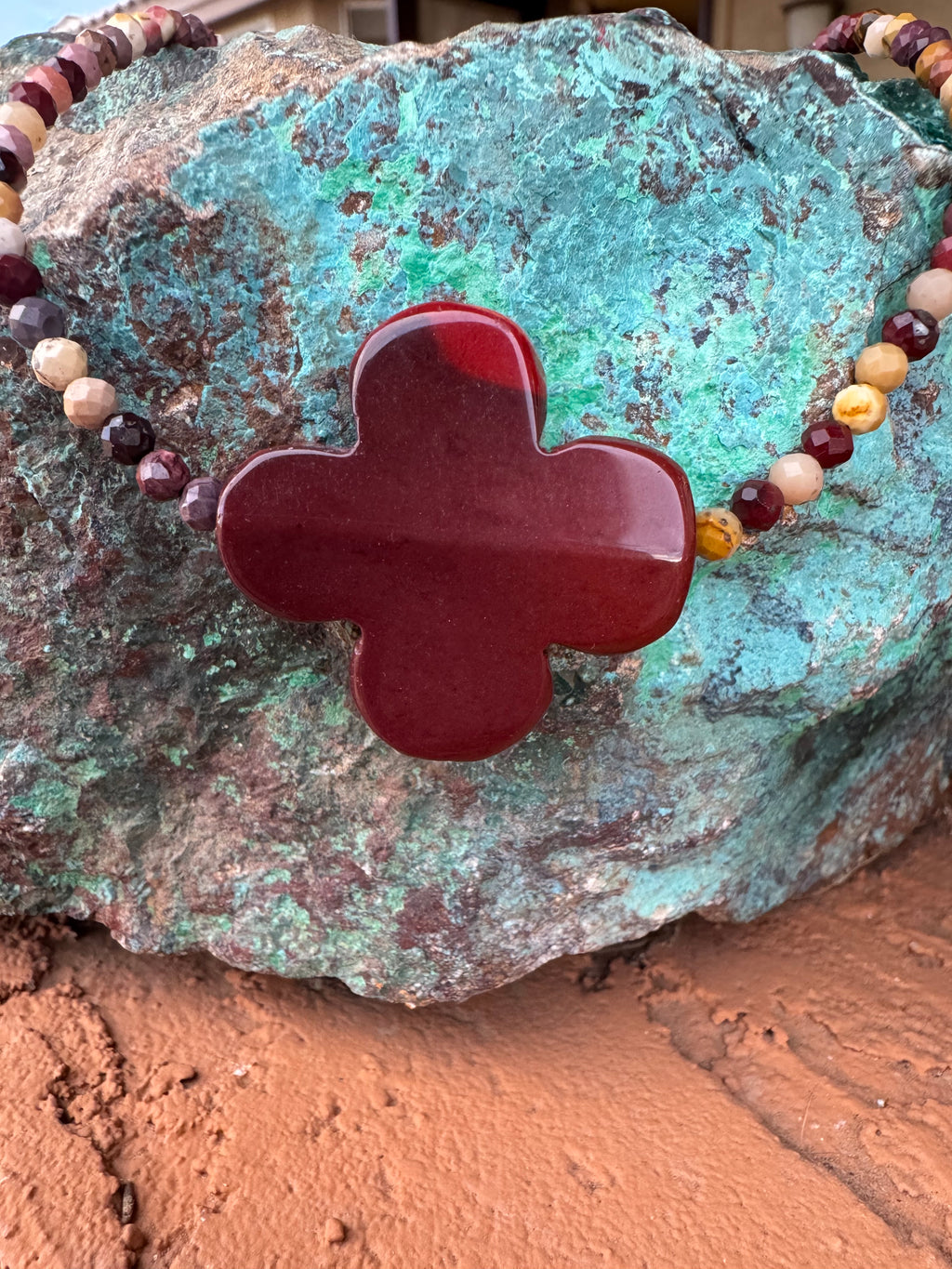Natural Mookaite Clover Necklace
