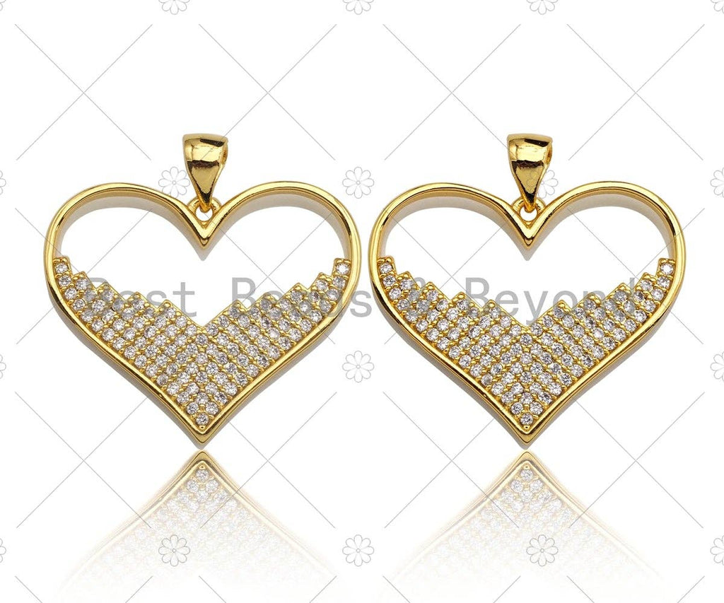 18K Gold Large Heart Shape Charm or Pendant
