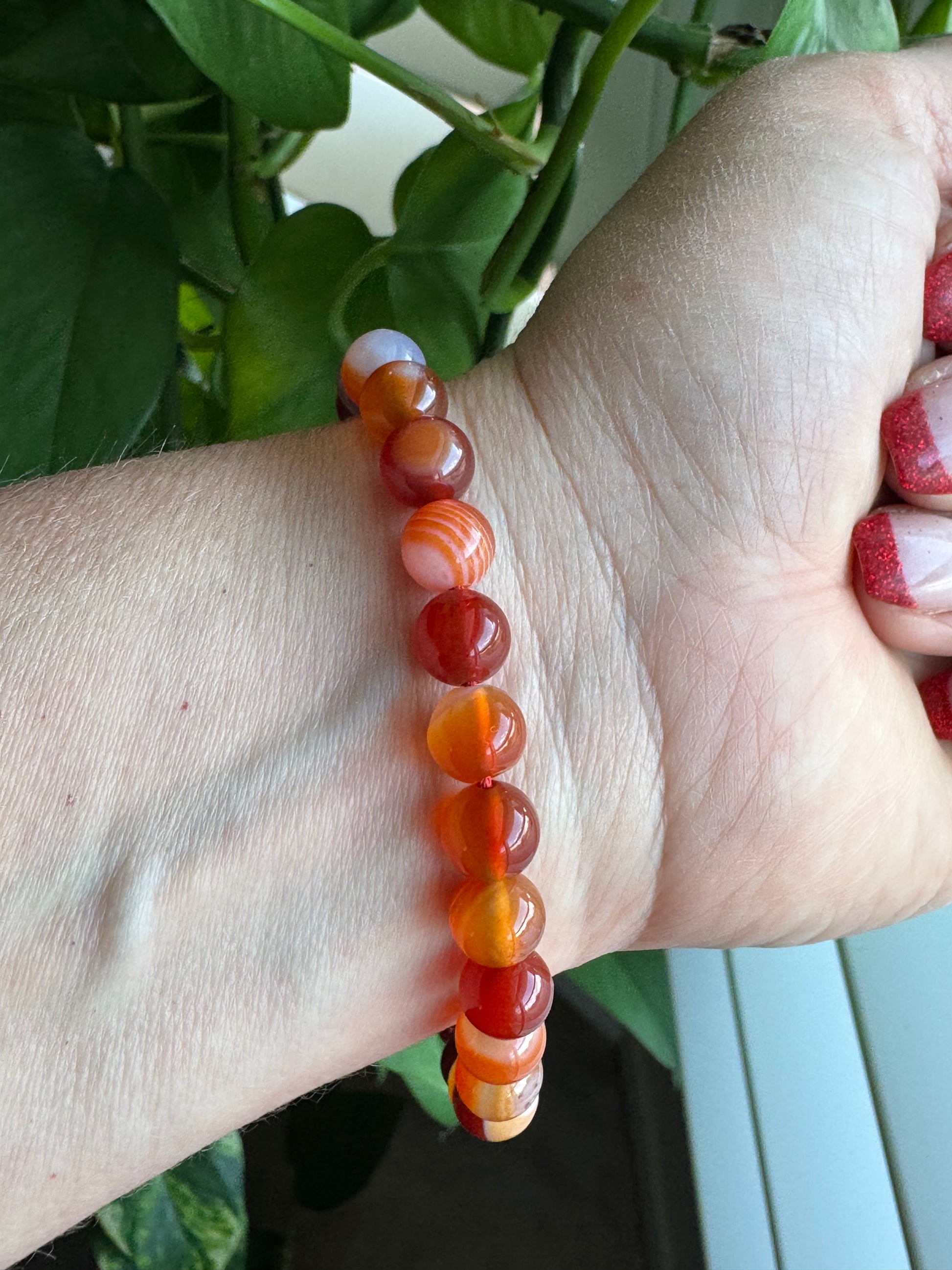 Carnelian Adjustable Bracelet – 8mm Beads