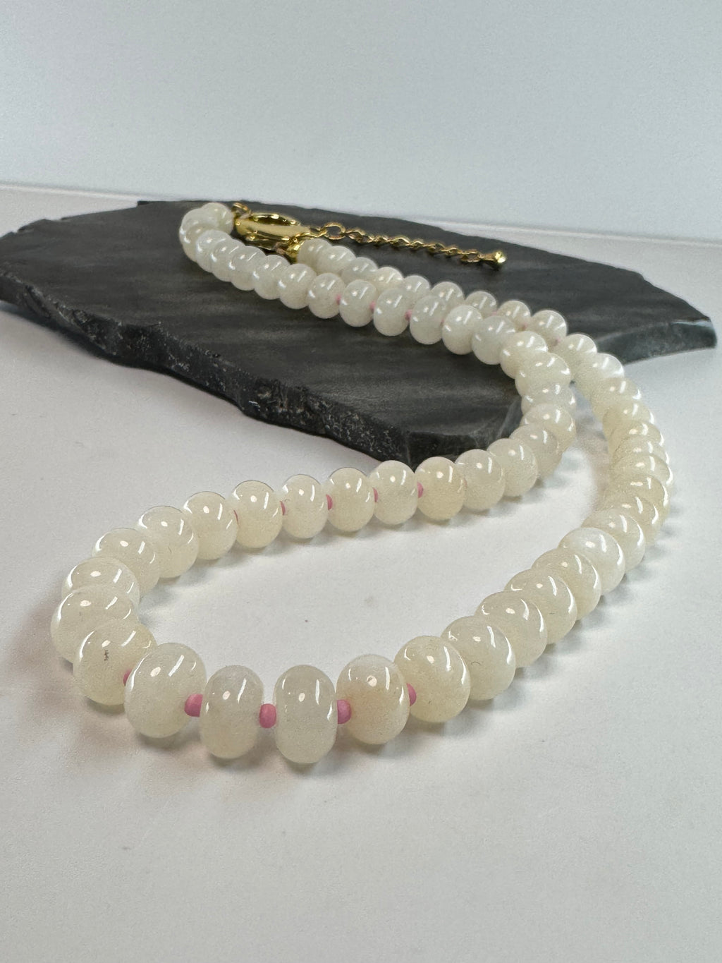 White Jade Rondel Necklace