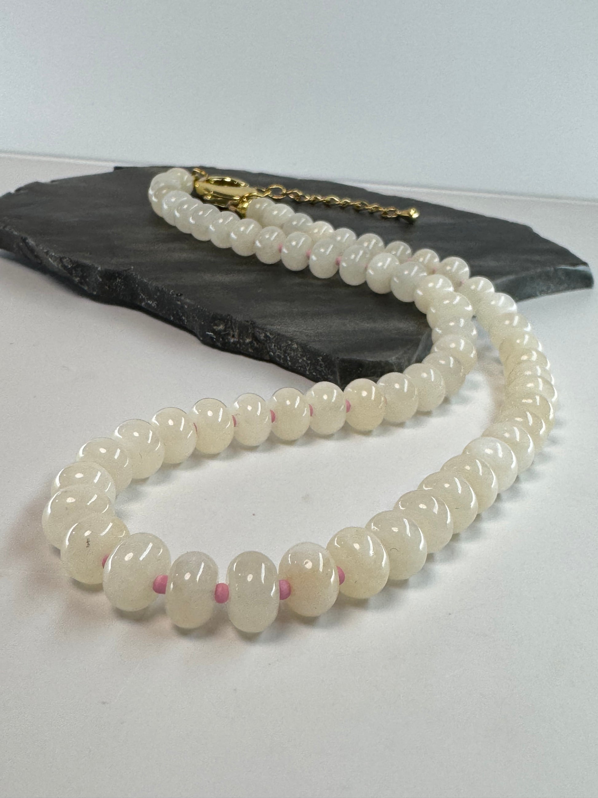 White Jade Rondel Necklace