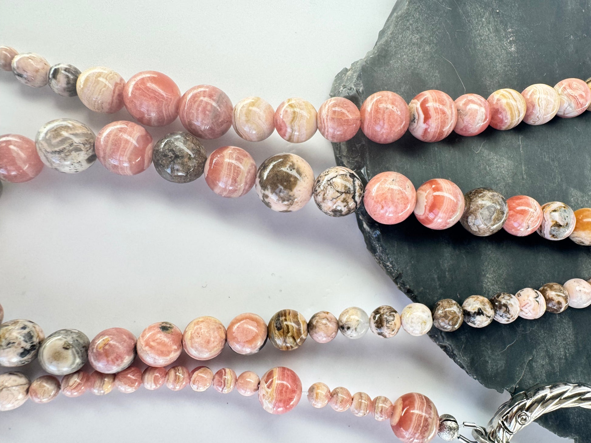 Rhodochrosite Statement Lariat – RARE VARIETIES - Gemmy & Matrix Blend